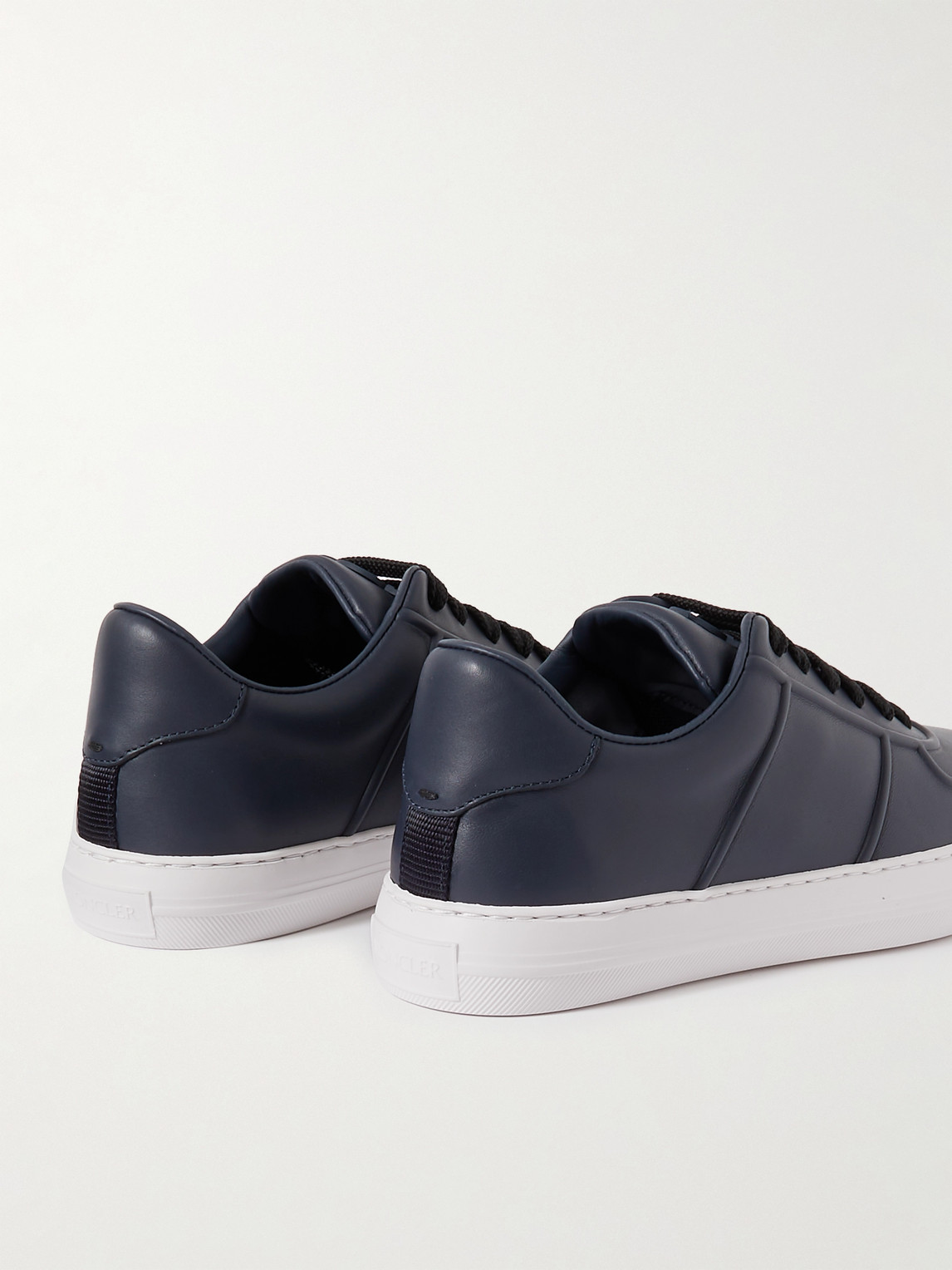 Shop Moncler Neue York Logo-appliquéd Leather Sneakers In Blue