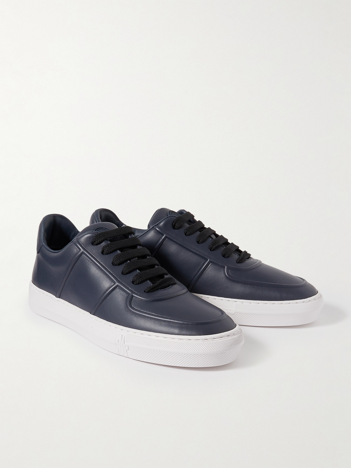 Shop Moncler Neue York Logo-appliquéd Leather Sneakers In Blue