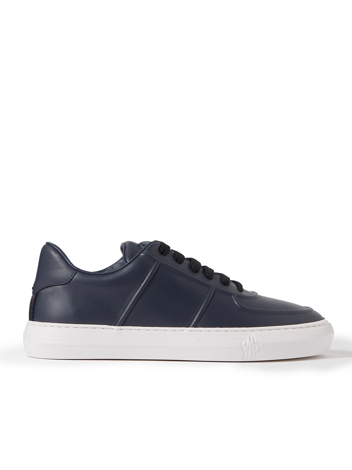 Moncler Neue York Logo-appliquéd Leather Sneakers In Blue