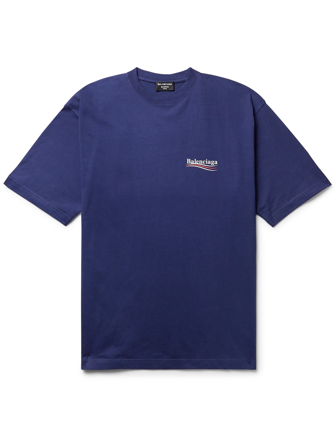 Balenciaga Oversized Logo-print Cotton-jersey T-shirt In Blue