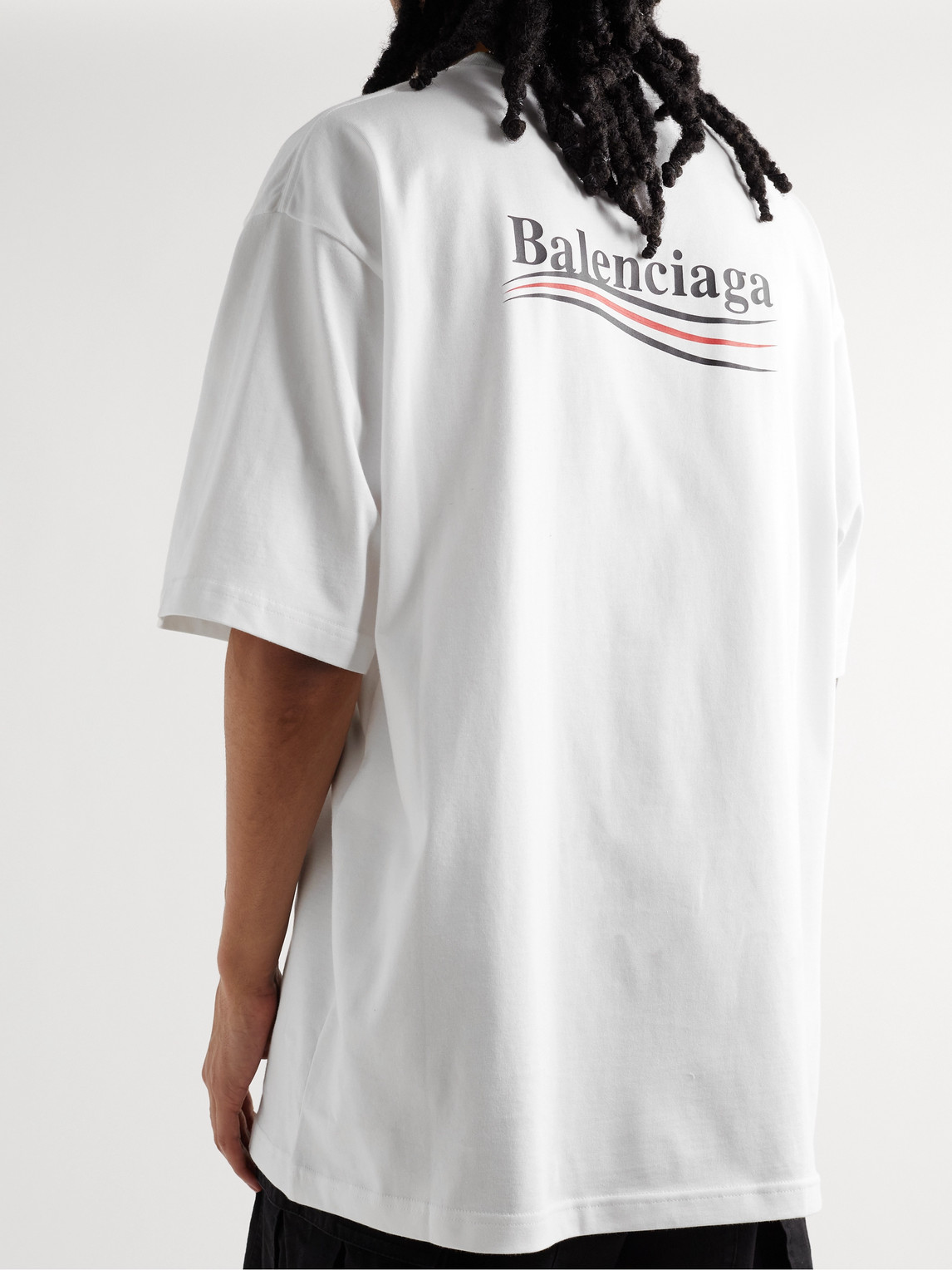 Shop Balenciaga Oversized Logo-print Cotton-jersey T-shirt In White
