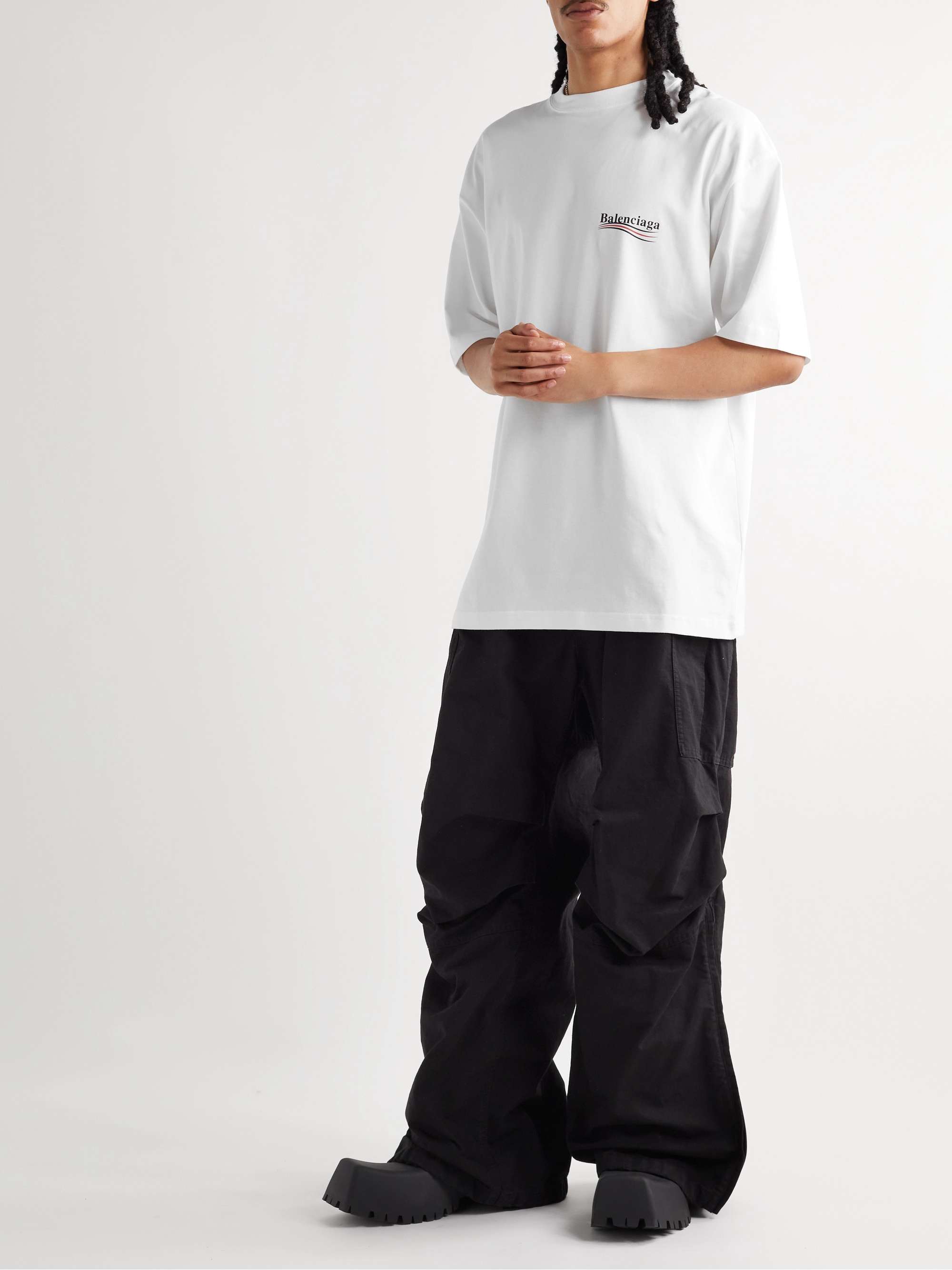 BALENCIAGA Oversized Logo-Print Cotton-Jersey T-Shirt