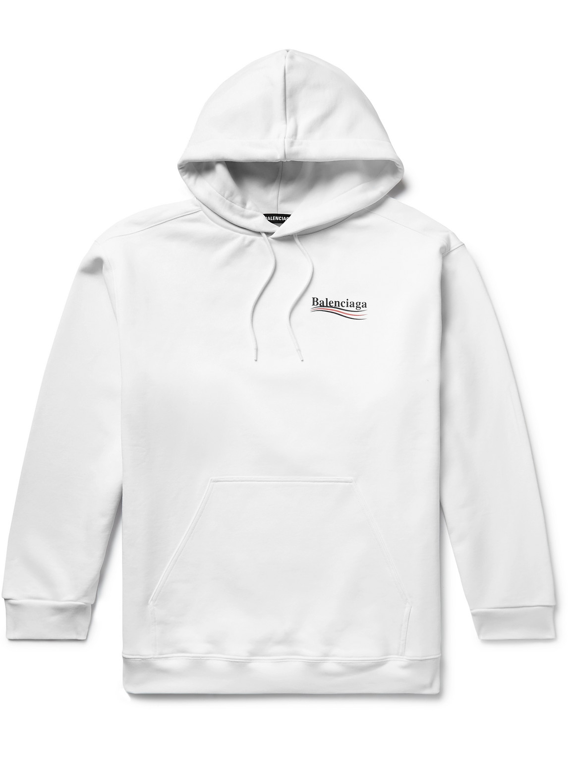 Balenciaga Logo-print Cotton-jersey Hoodie In White