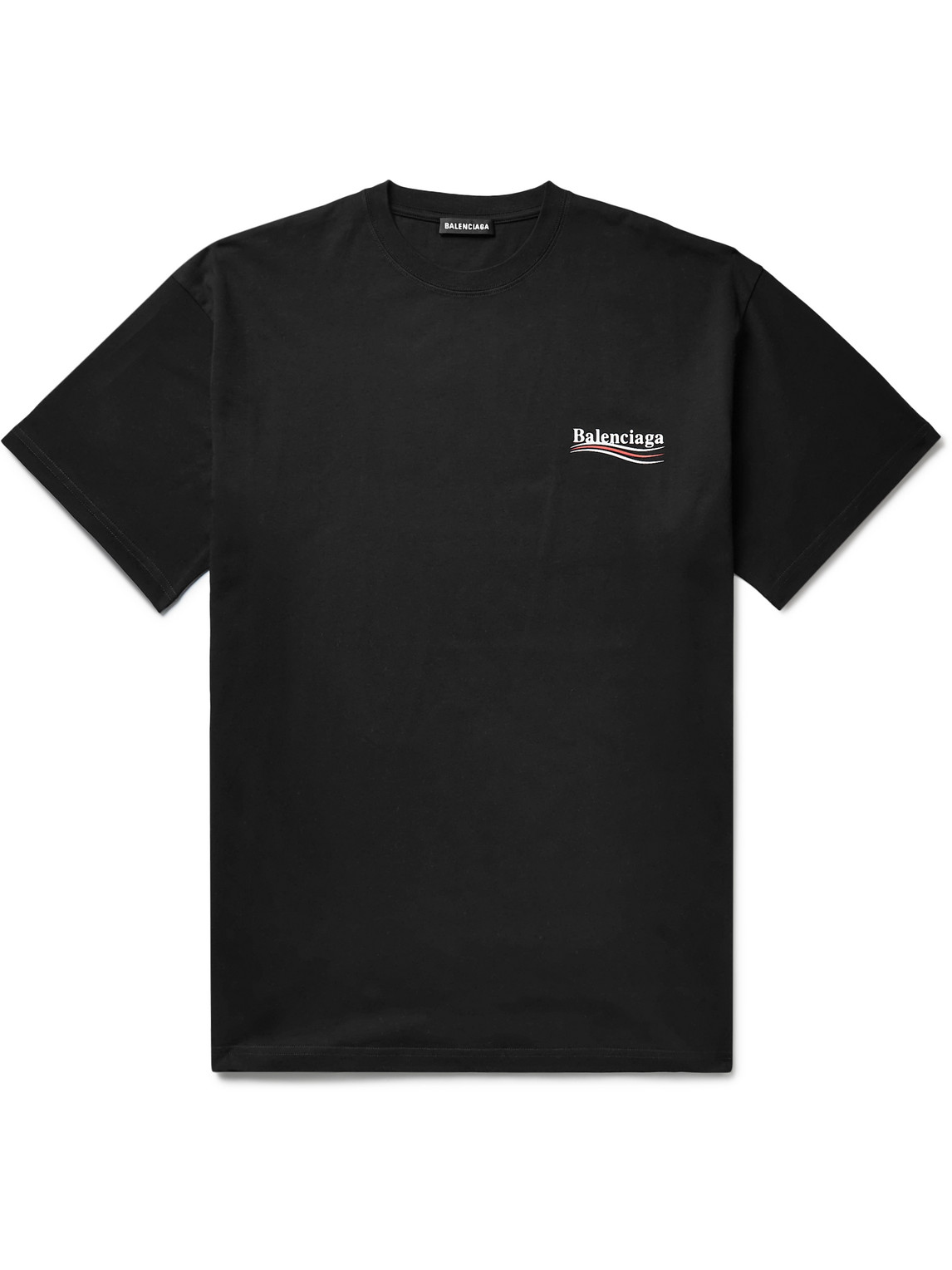 Shop Balenciaga Oversized Logo-print Cotton-jersey T-shirt In Black