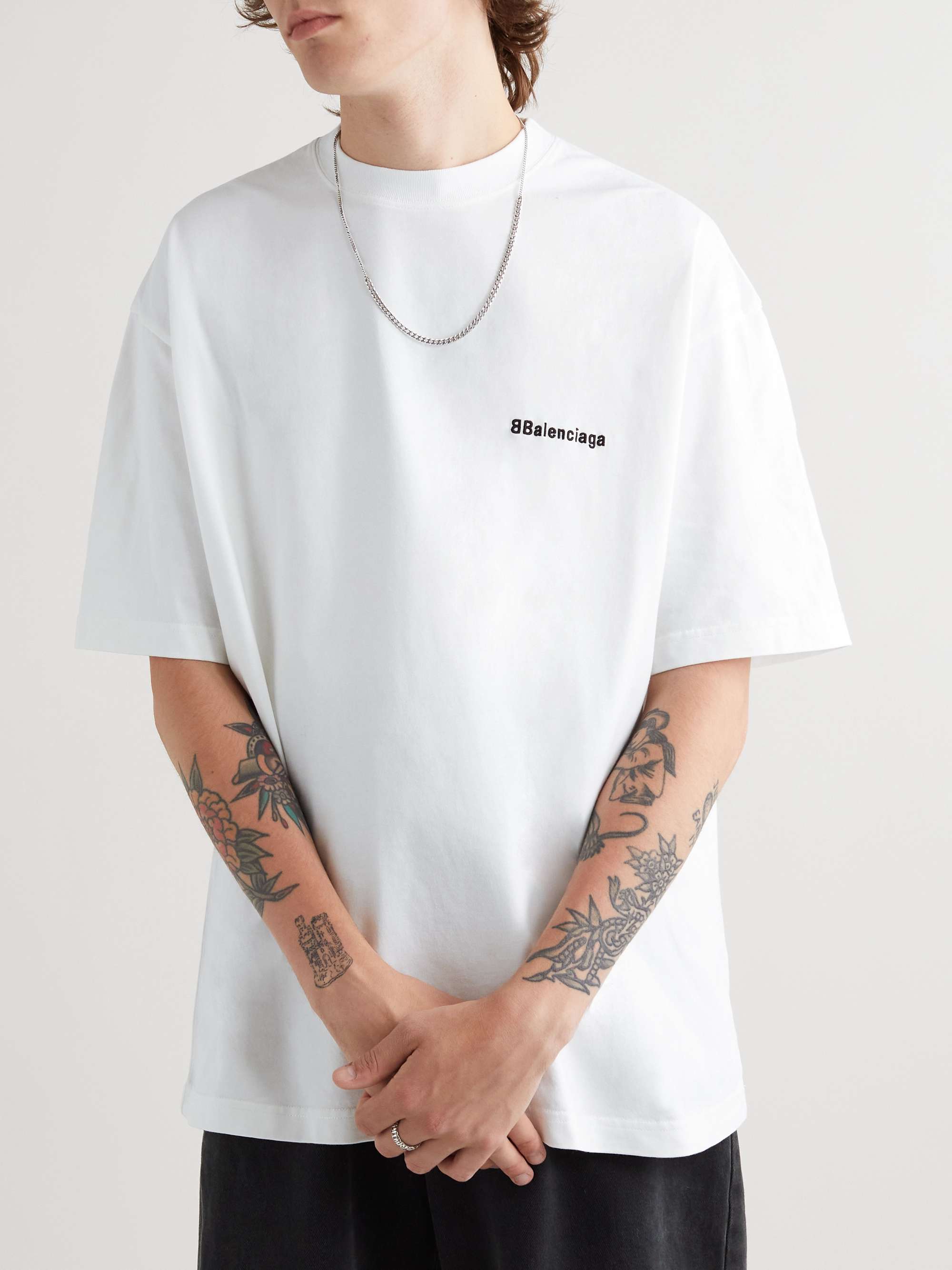 BALENCIAGA Oversized LogoEmbroidered CottonJersey TShirt for Men MR PORTER