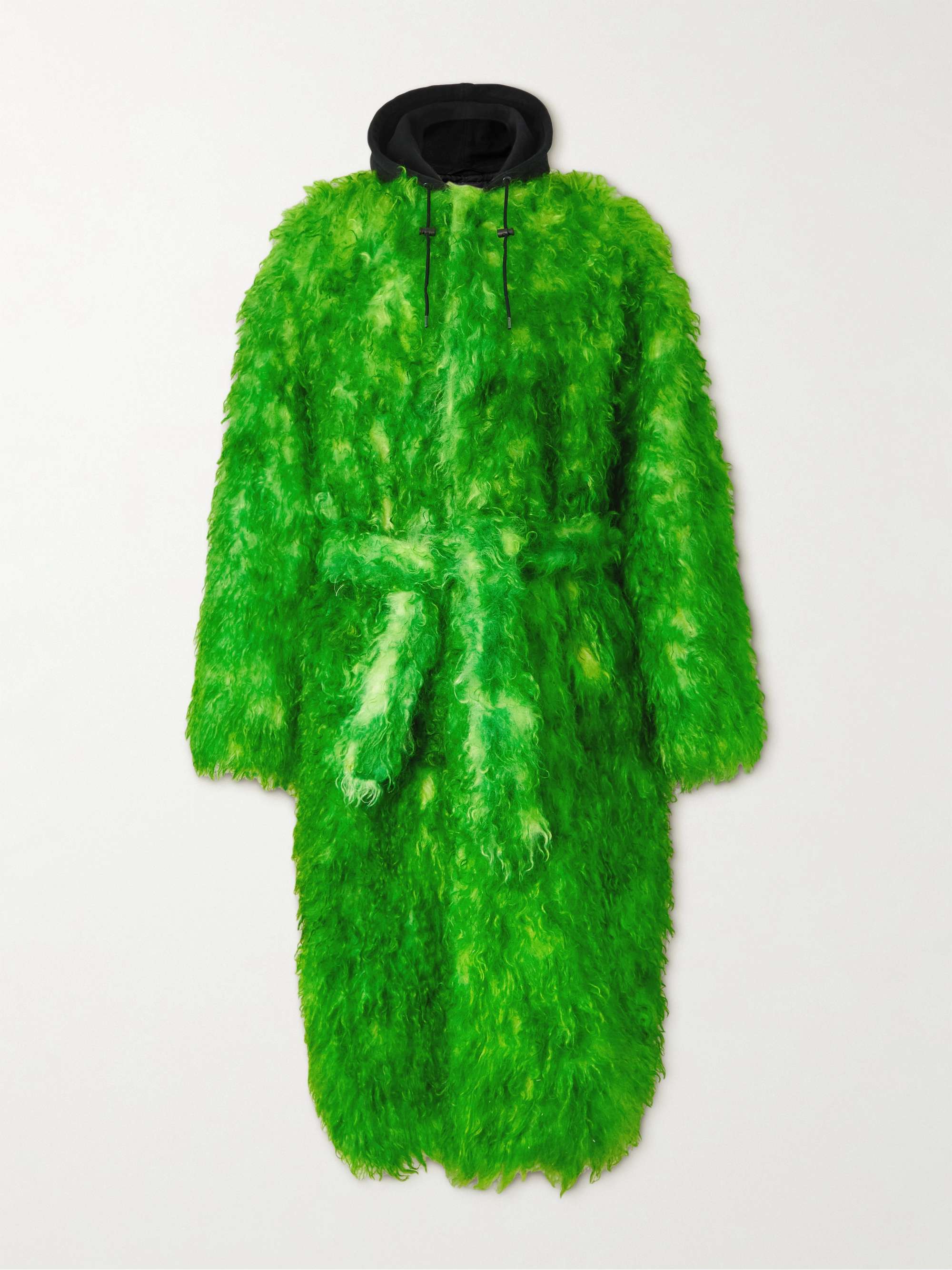 BALENCIAGA Oversized Jersey-Trimmed Mohair and Cotton-Blend Faux Fur Coat