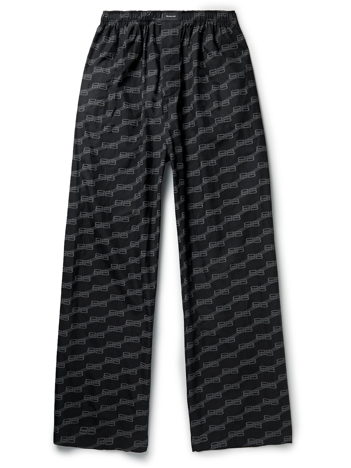Balenciaga Wide-leg Logo-print Cotton-poplin Pyjama Trousers In Black