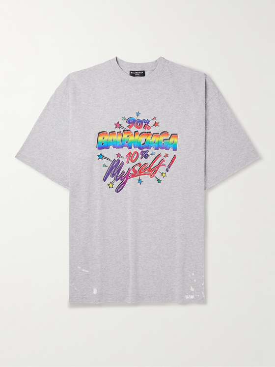 mrporter.com | 90/10 Logo-Print Distressed Organic Cotton-Jersey T-Shirt
