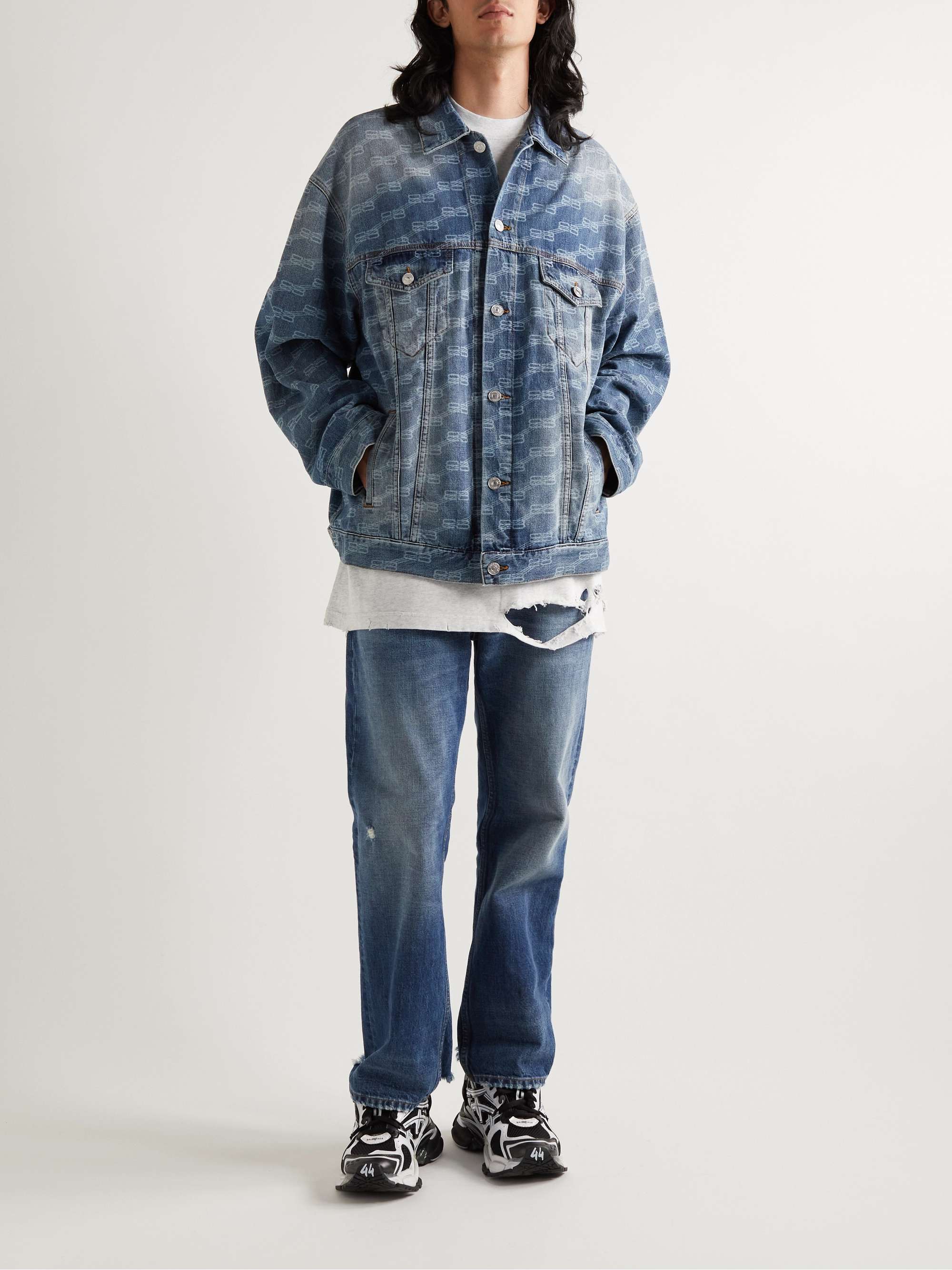 gaffel Sprængstoffer pølse BALENCIAGA Logo-Print Denim Jacket for Men | MR PORTER