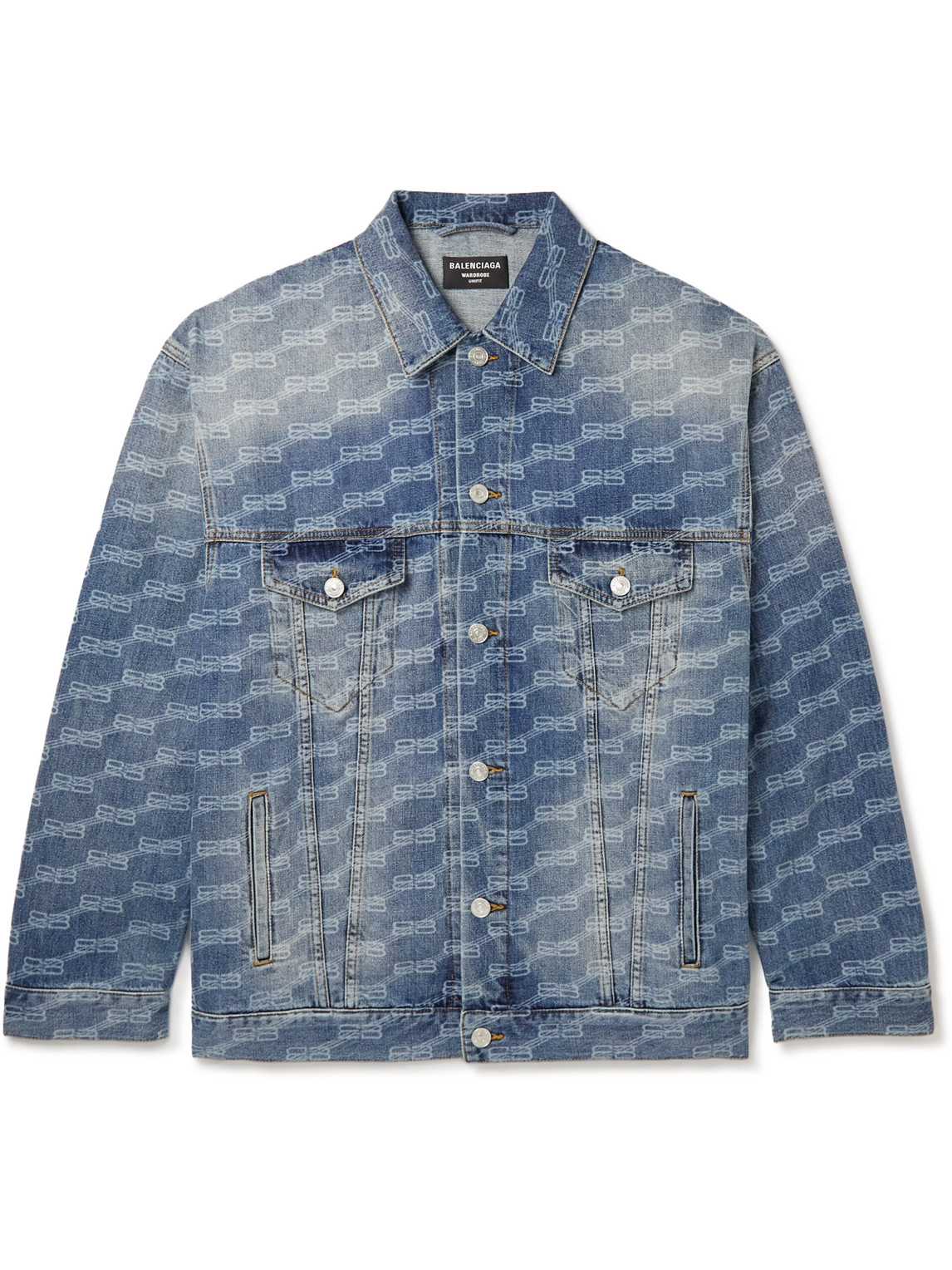 Balenciaga - Logo-Print Denim Jacket - Men - Blue - S for Men Balenciaga - Logo-Print Denim Jacket - Men - Blue - S for Men