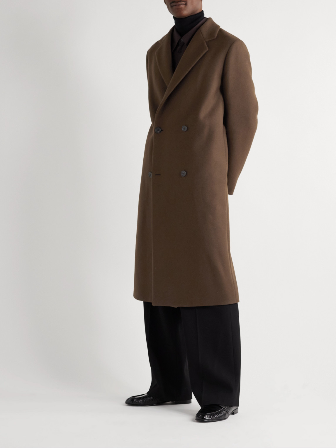 Charles Double-breasted Virgin Wool-blend Felt Coat In Dark Chocolate