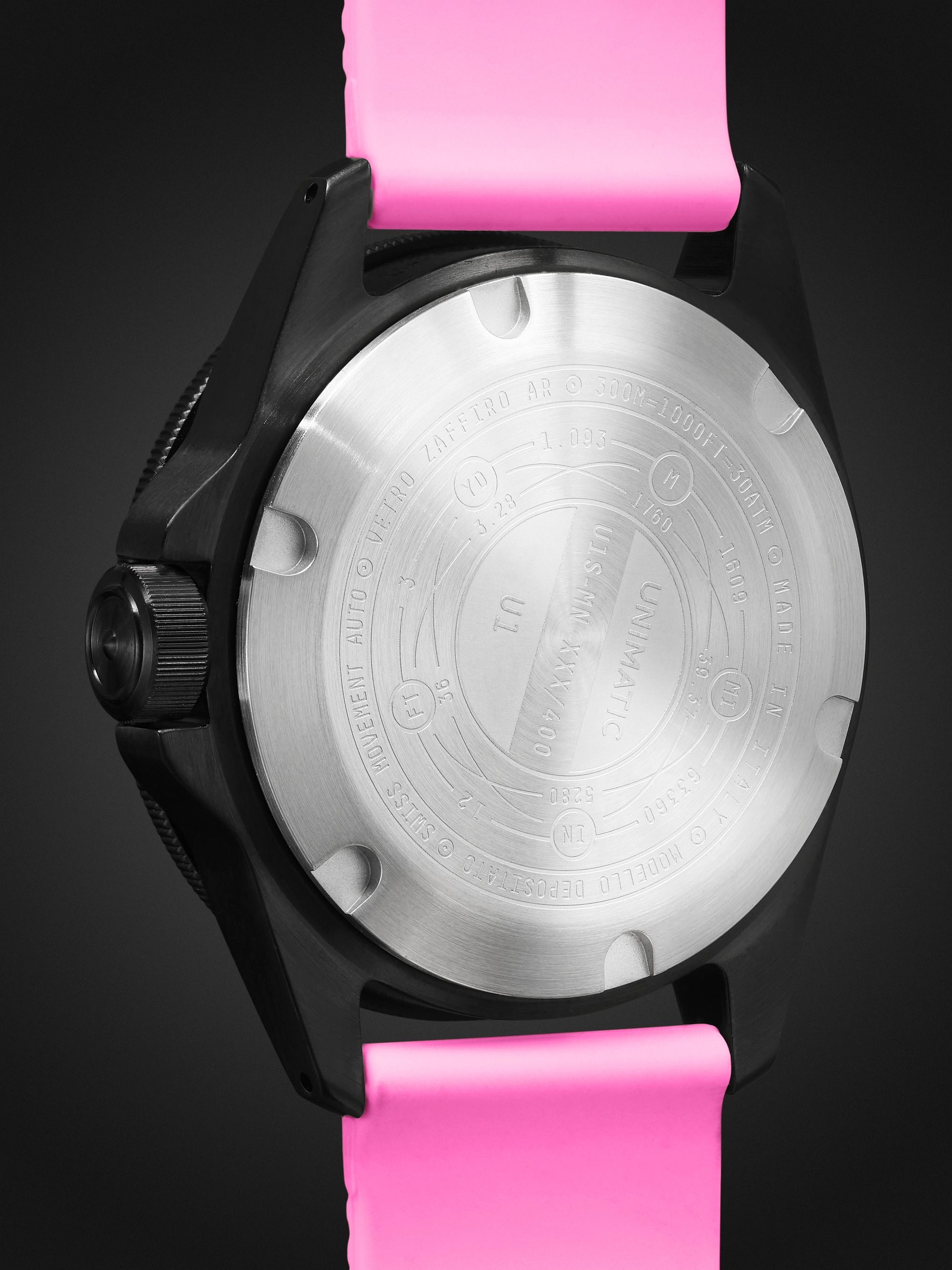 UNIMATIC Model One Miami Pink Limited Edition Automatic 40mm Blackened Stainless Steel and TPU Watch, Ref. No. 	U1S-MN-PINK