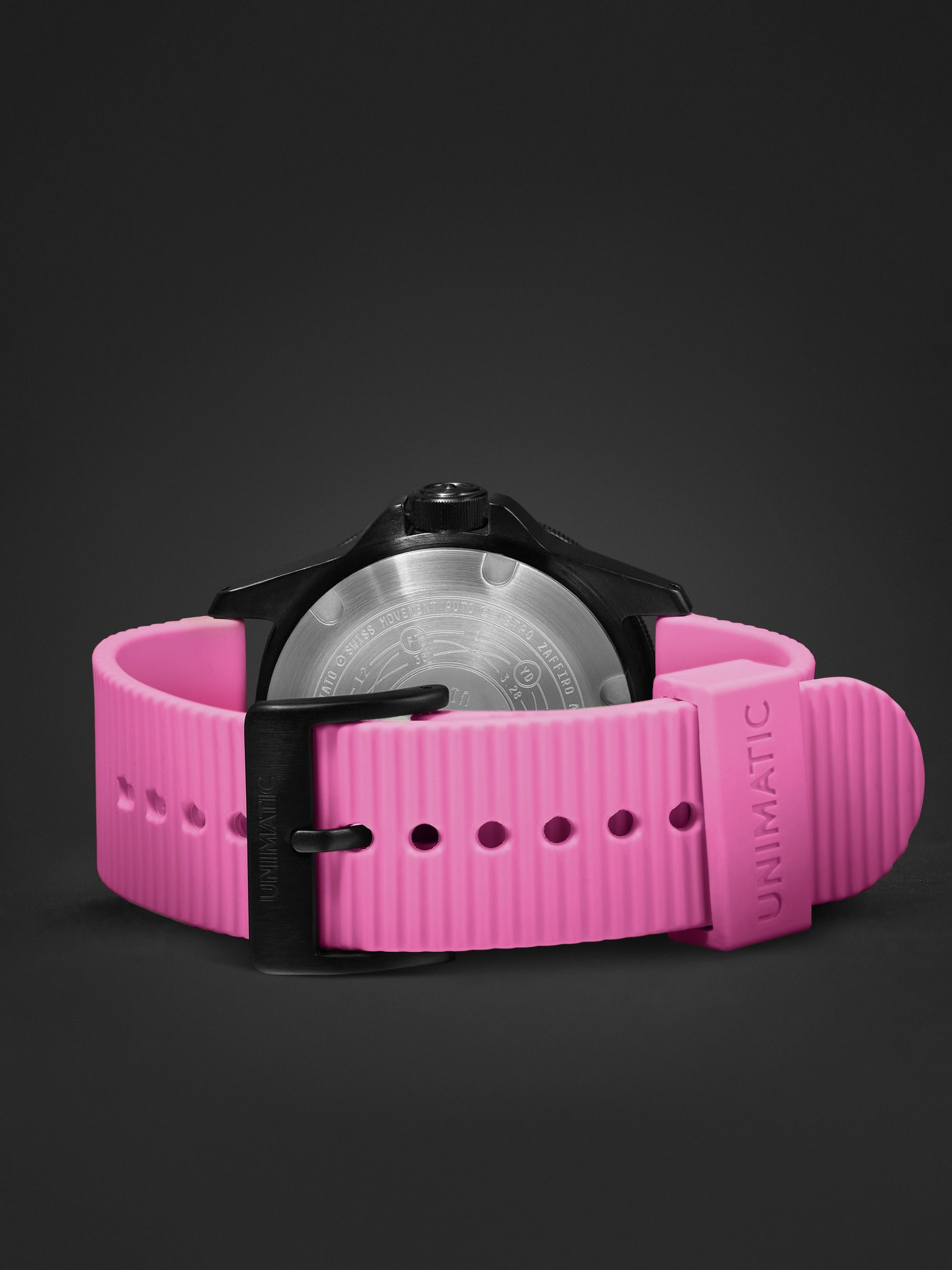 UNIMATIC Model One Miami Pink Limited Edition Automatic 40mm Blackened Stainless Steel and TPU Watch, Ref. No. 	U1S-MN-PINK
