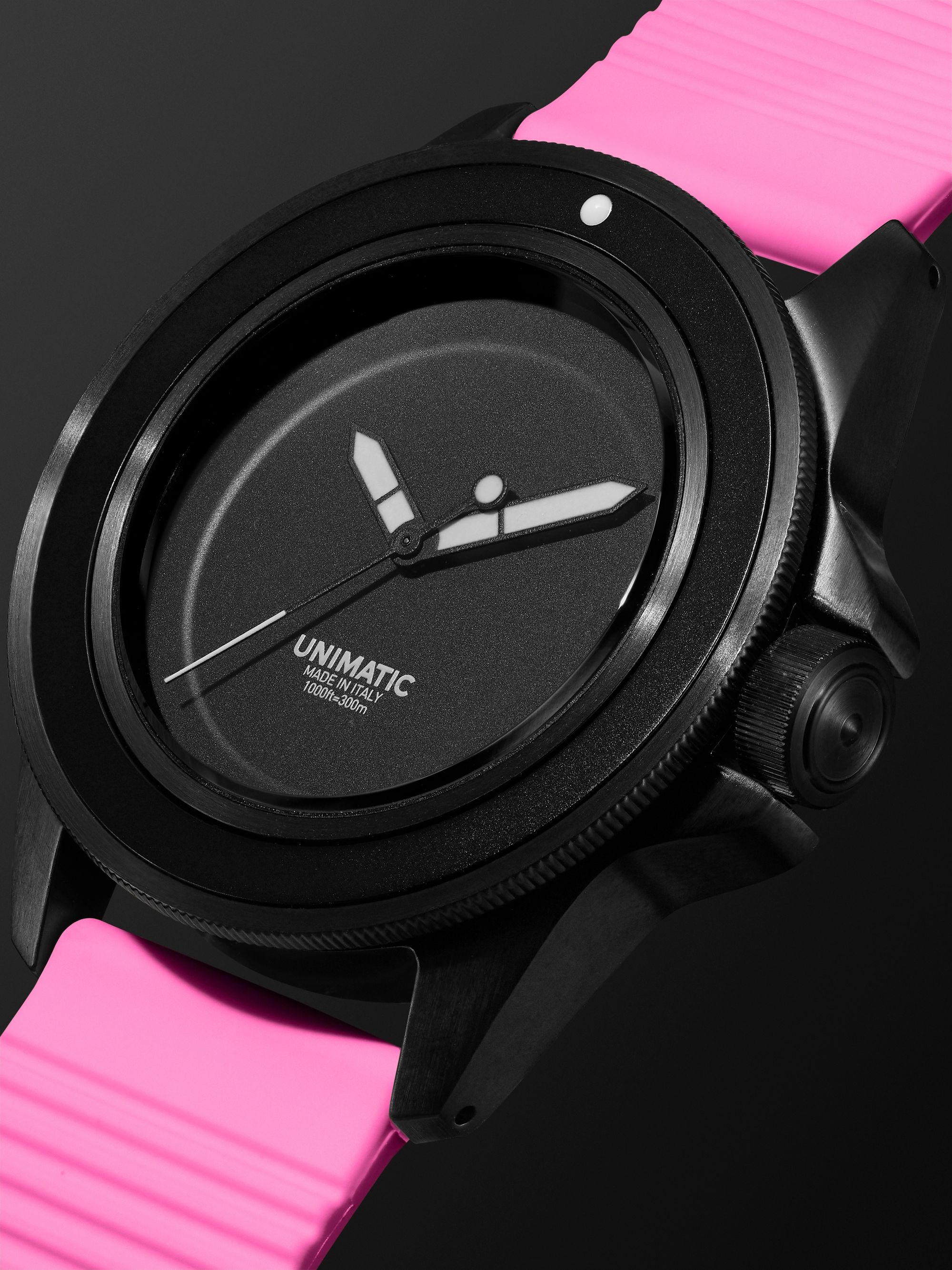 UNIMATIC Model One Miami Pink Limited Edition Automatic 40mm Blackened Stainless Steel and TPU Watch, Ref. No. 	U1S-MN-PINK