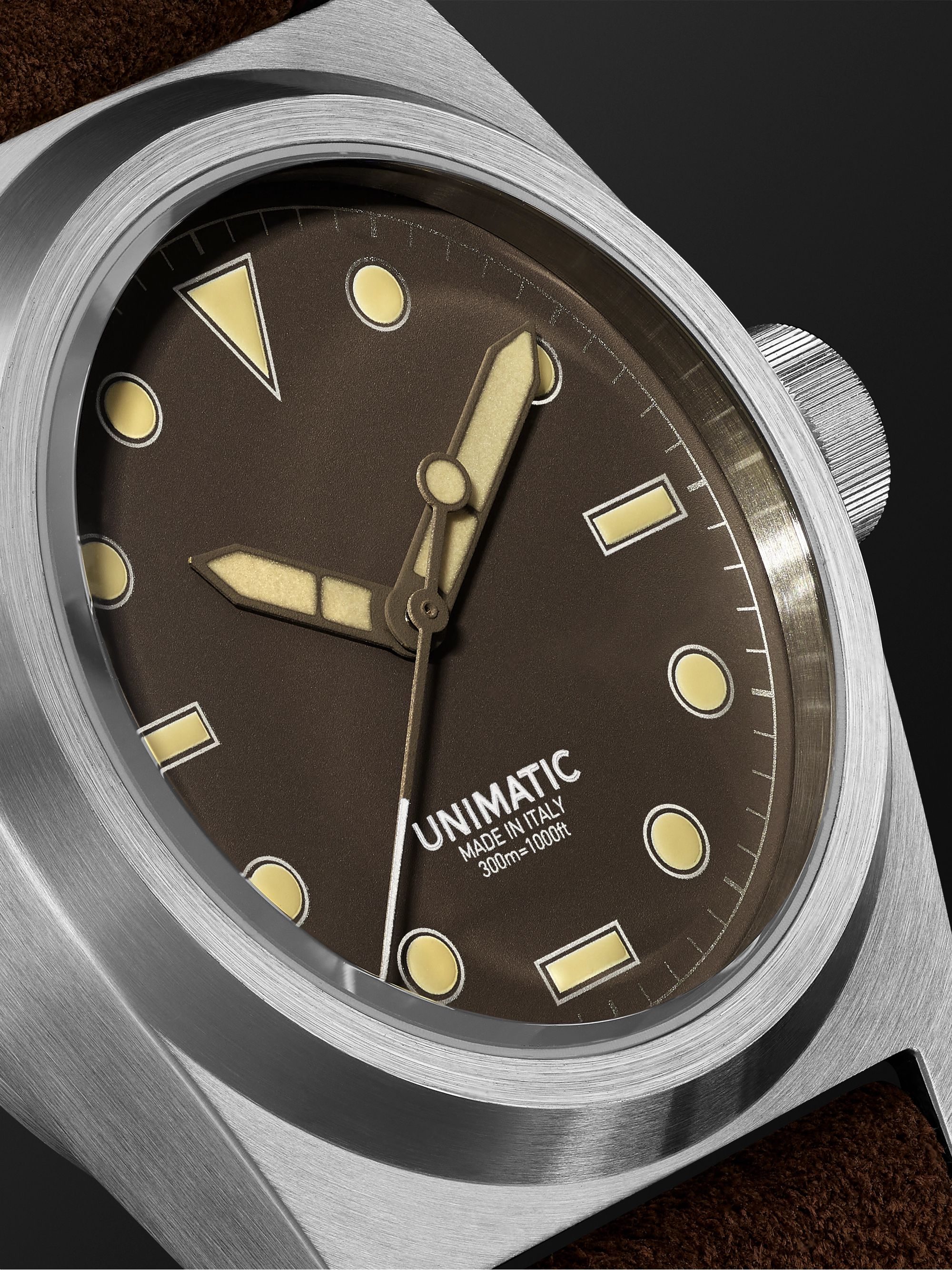 UNIMATIC Modello Due Limited Edition Automatic 38mm Stainless Steel and Suede Watch, Ref. No. U2S-MB