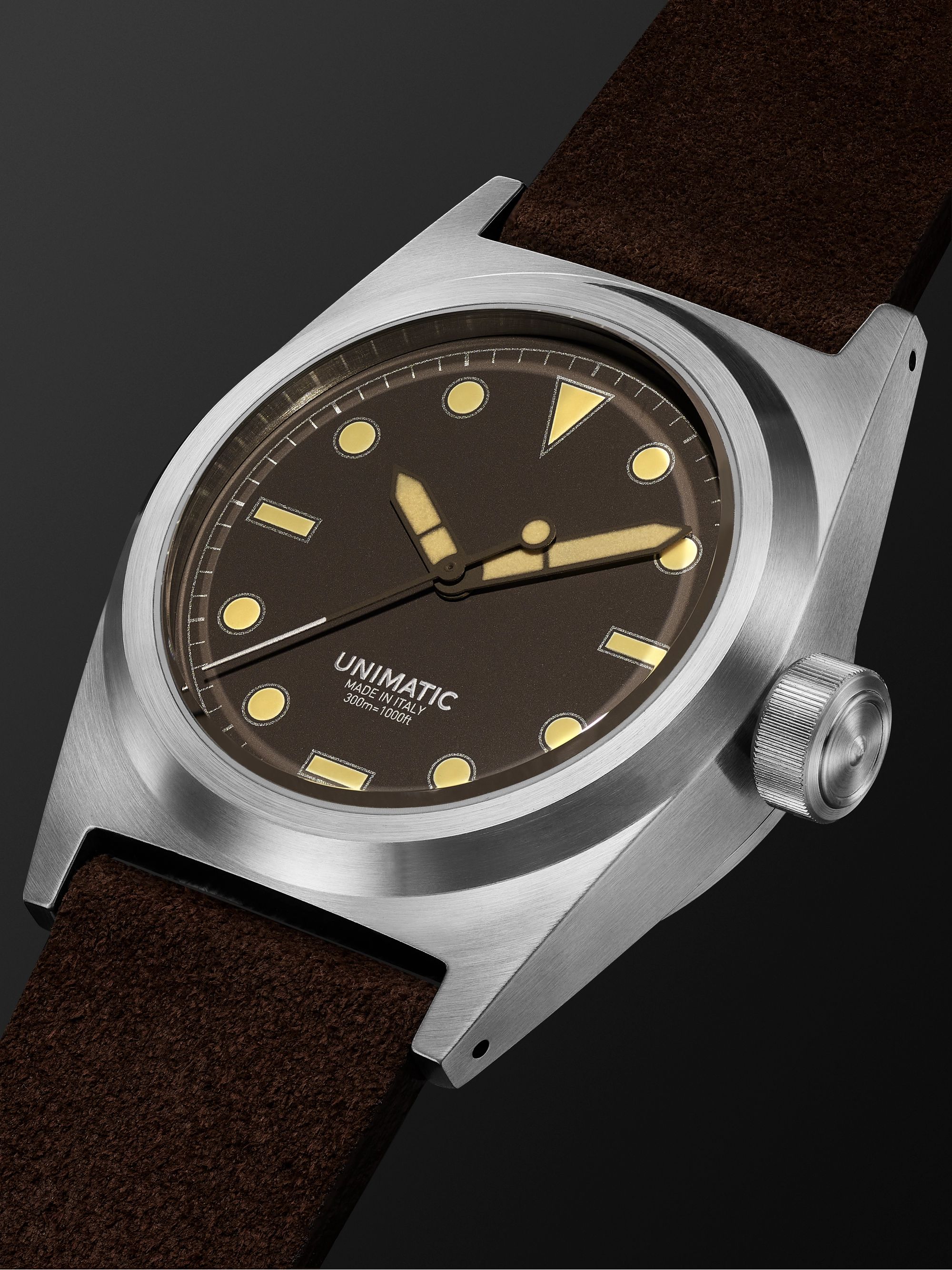 UNIMATIC Modello Due Limited Edition Automatic 38mm Stainless Steel and Suede Watch, Ref. No. U2S-MB