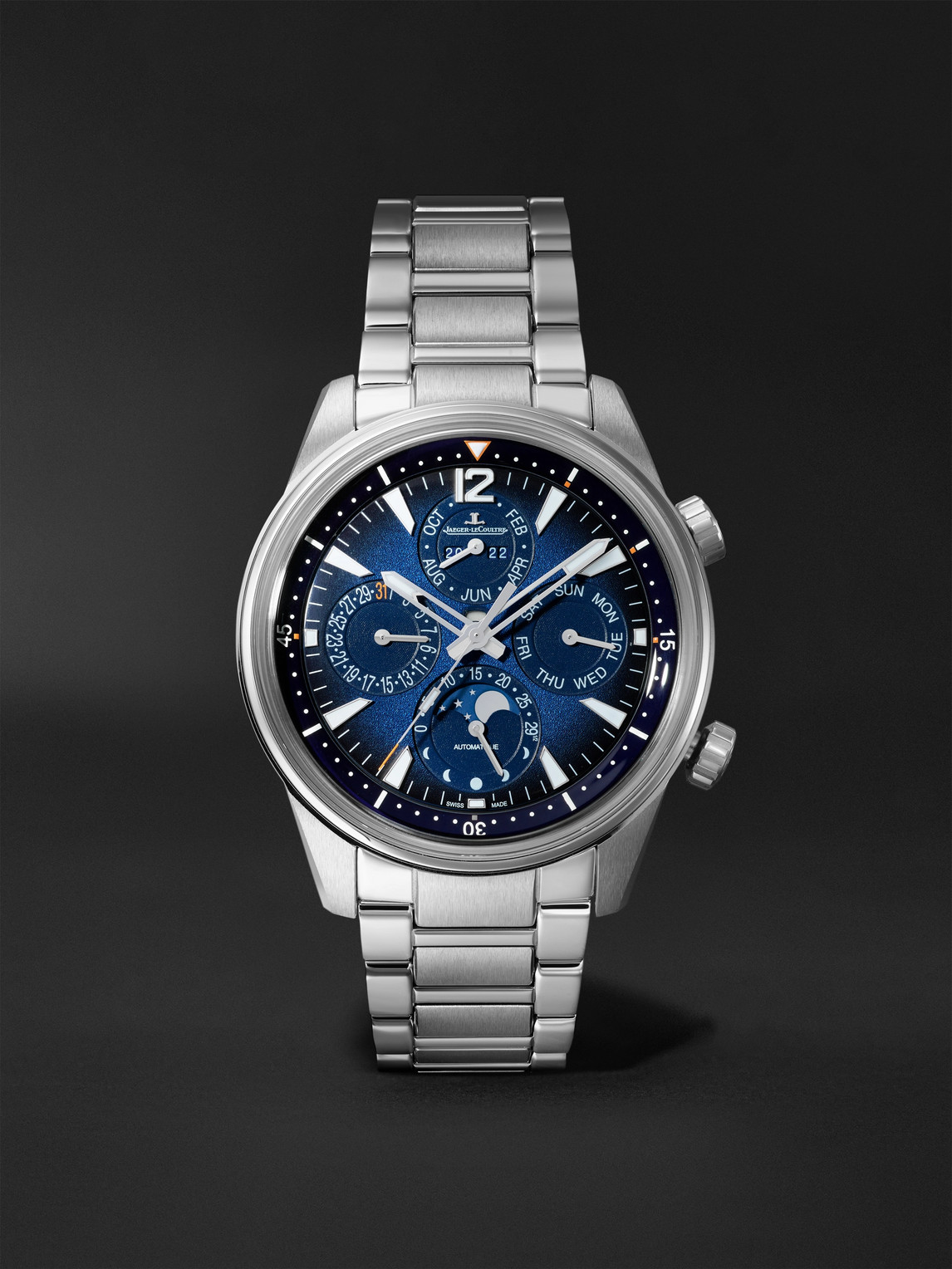 Shop Jaeger-lecoultre Polaris Perpetual Calendar Automatic 42mm Stainless Steel Watch, Ref. No. 9088180 In Blue