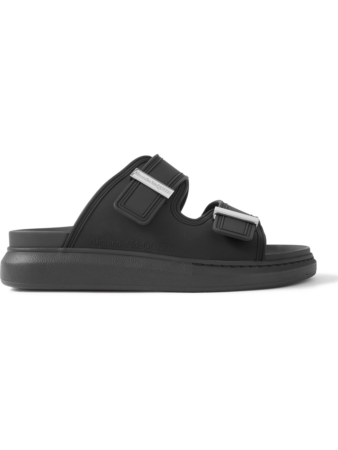 Shop Alexander Mcqueen Exagerrated-sole Rubber Slides In Black