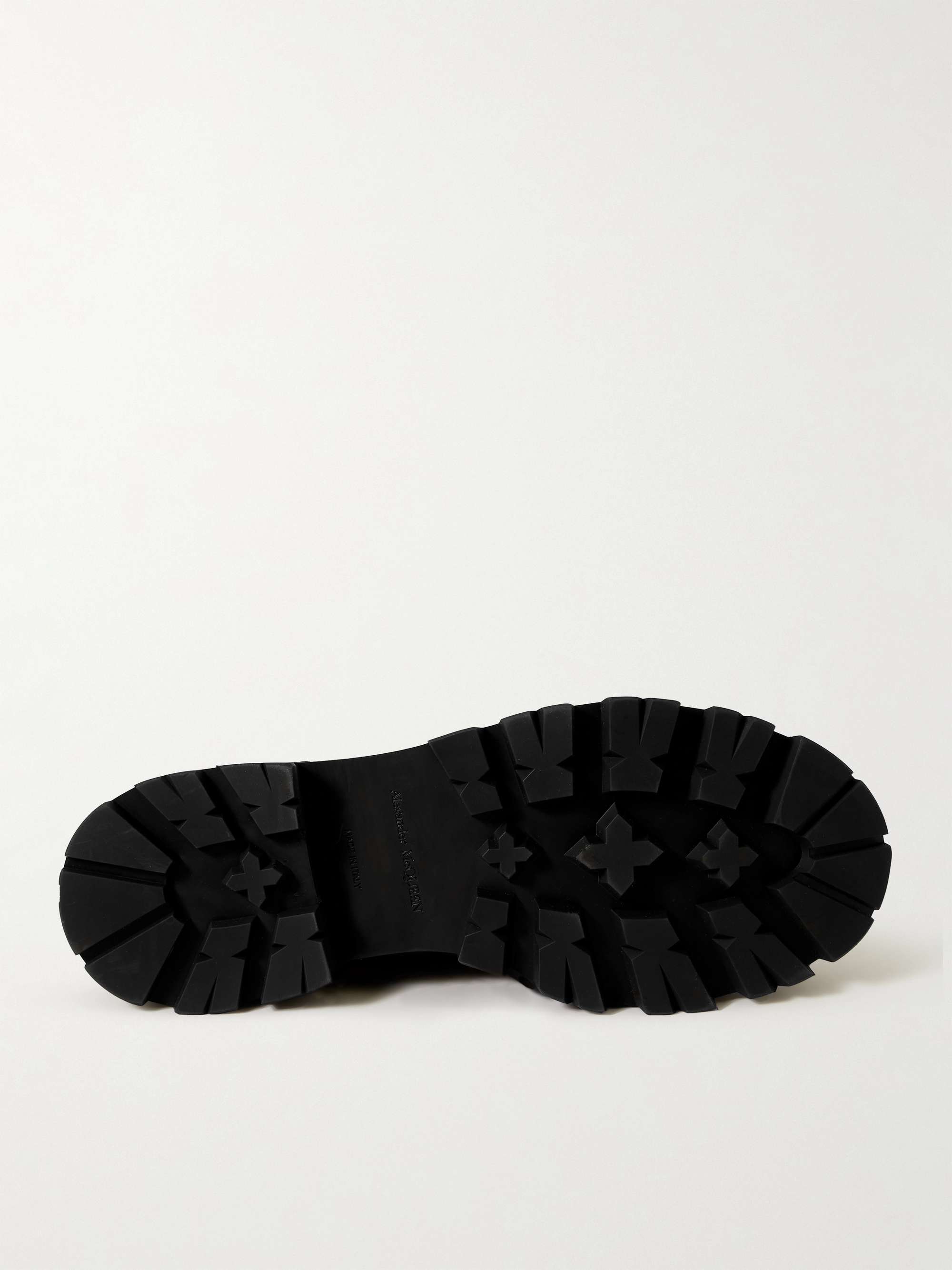 MCQUEEN Embellished Polished-Leather Penny Loafers