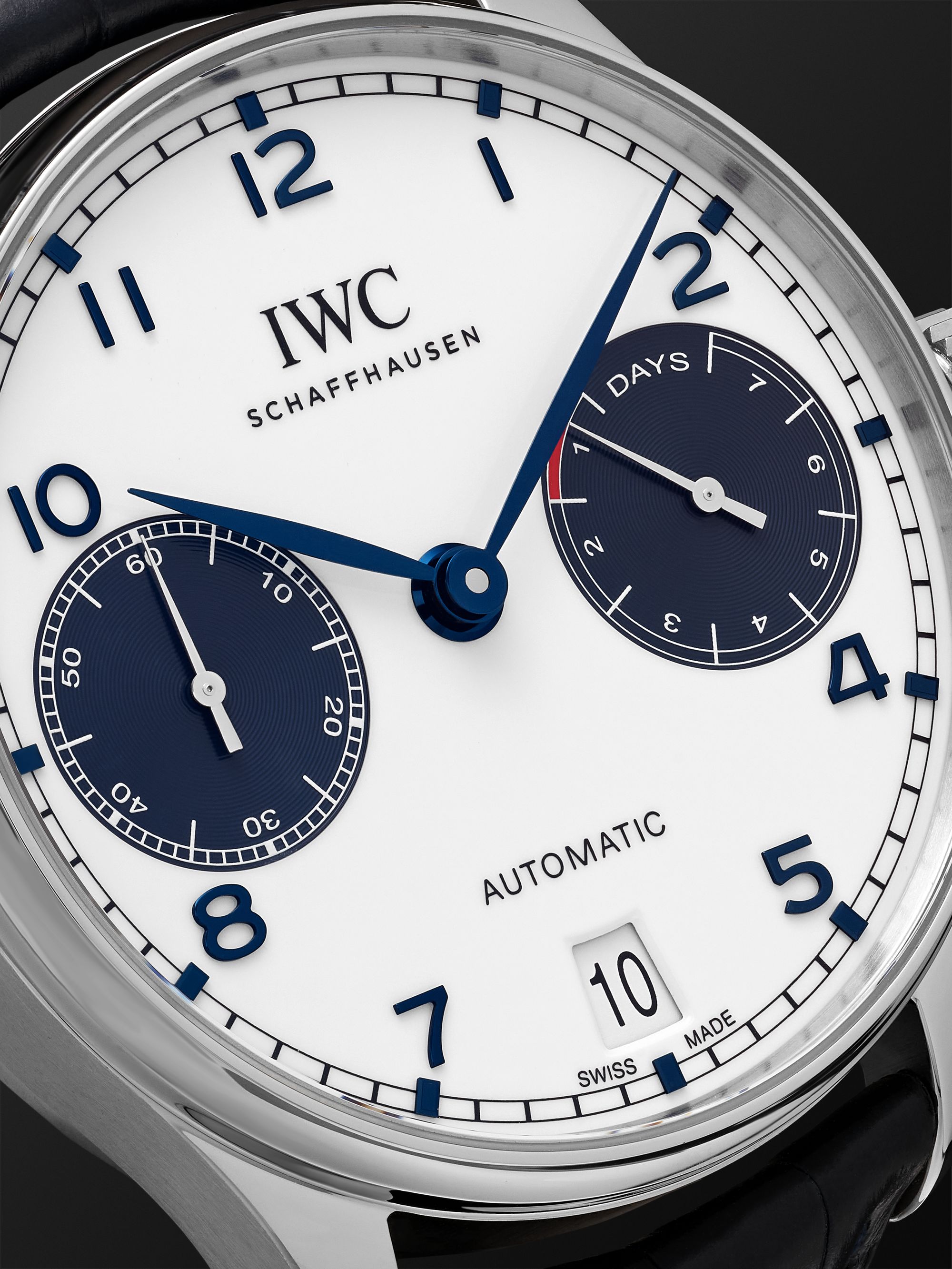 IWC SCHAFFHAUSEN Portugieser Automatic 42.3mm Stainless Steel and Alligator Watch, Ref. No. IW500715