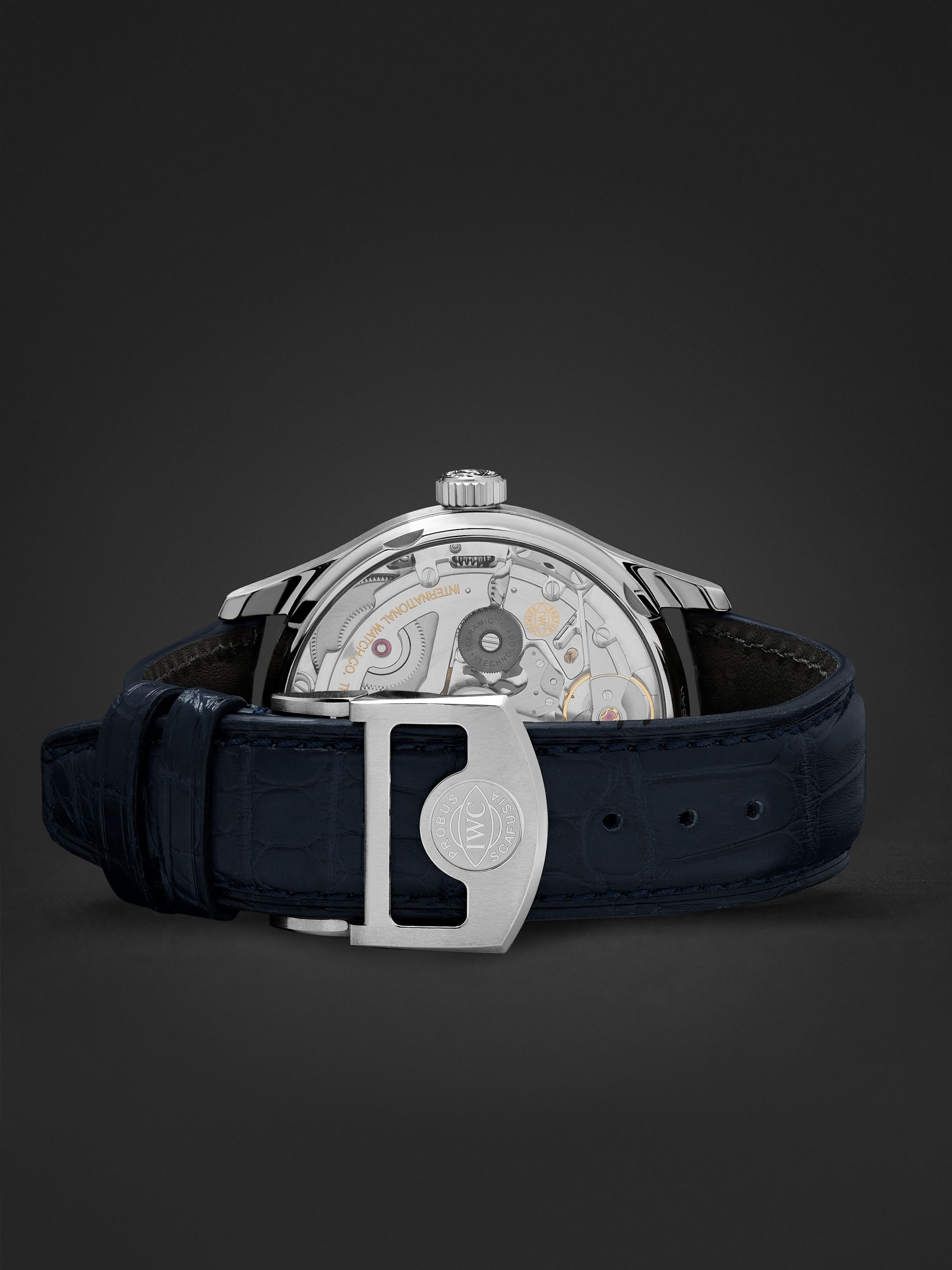 IWC SCHAFFHAUSEN Portugieser Automatic 42.3mm Stainless Steel and Alligator Watch, Ref. No. IW500715