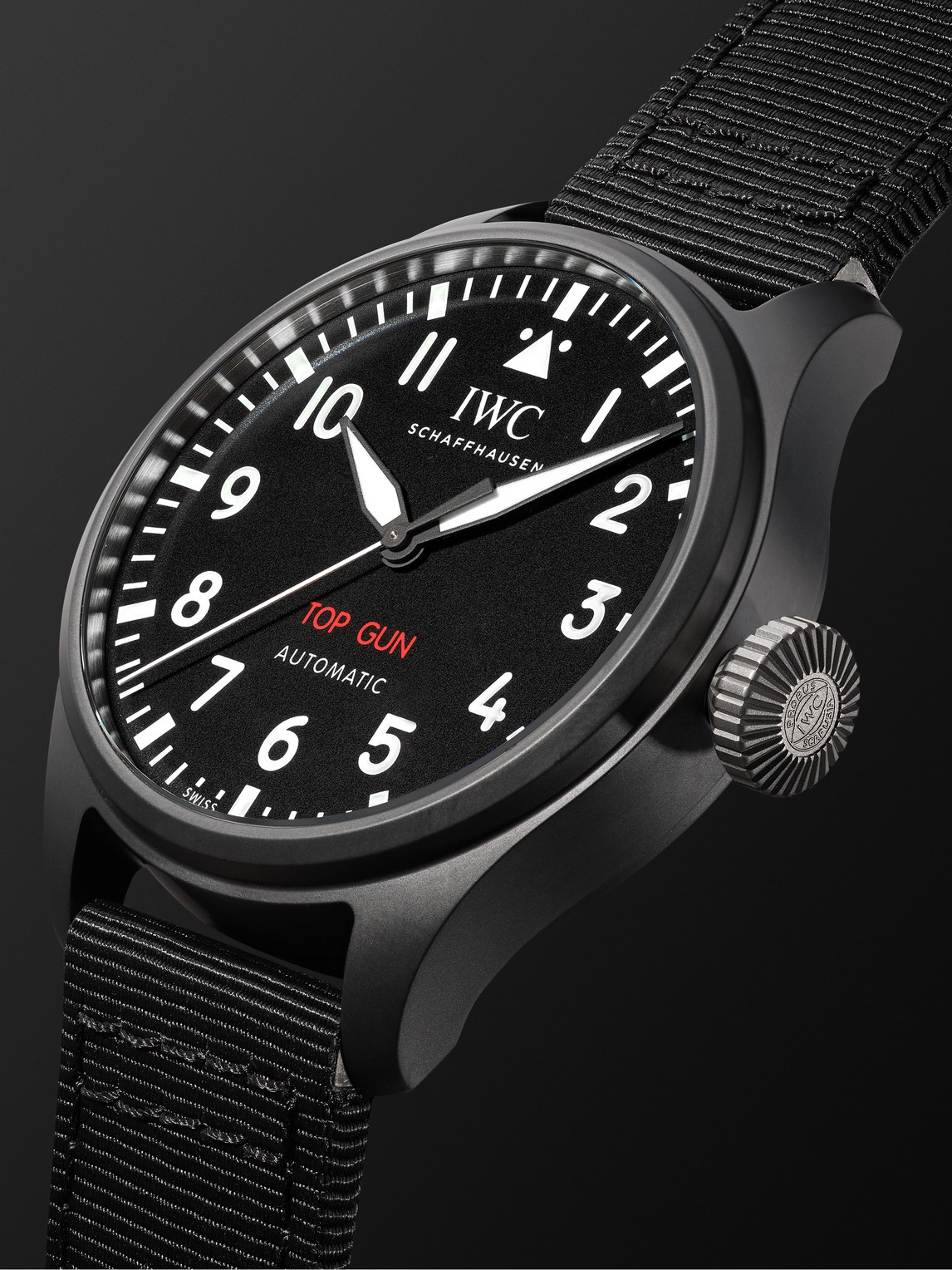 Shop Iwc Schaffhausen Big Pilot's Top Gun Automatic 43.8mm Ceramic And Textile Watch, Ref. No. Iwiw329801 In Black