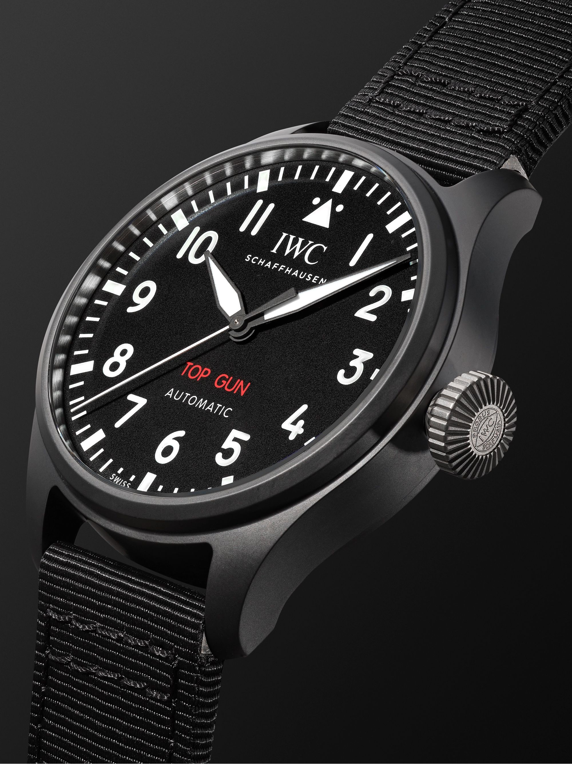 IWC SCHAFFHAUSEN Big Pilot's TOP GUN Automatic 43.8mm Ceramic And Textile Watch, Ref. No. IWIW329801