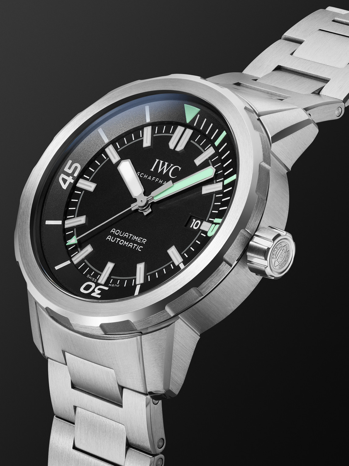 Shop Iwc Schaffhausen Aquatimer Automatic 42mm Stainless Steel Watch, Ref. No. Iw328803 In Black