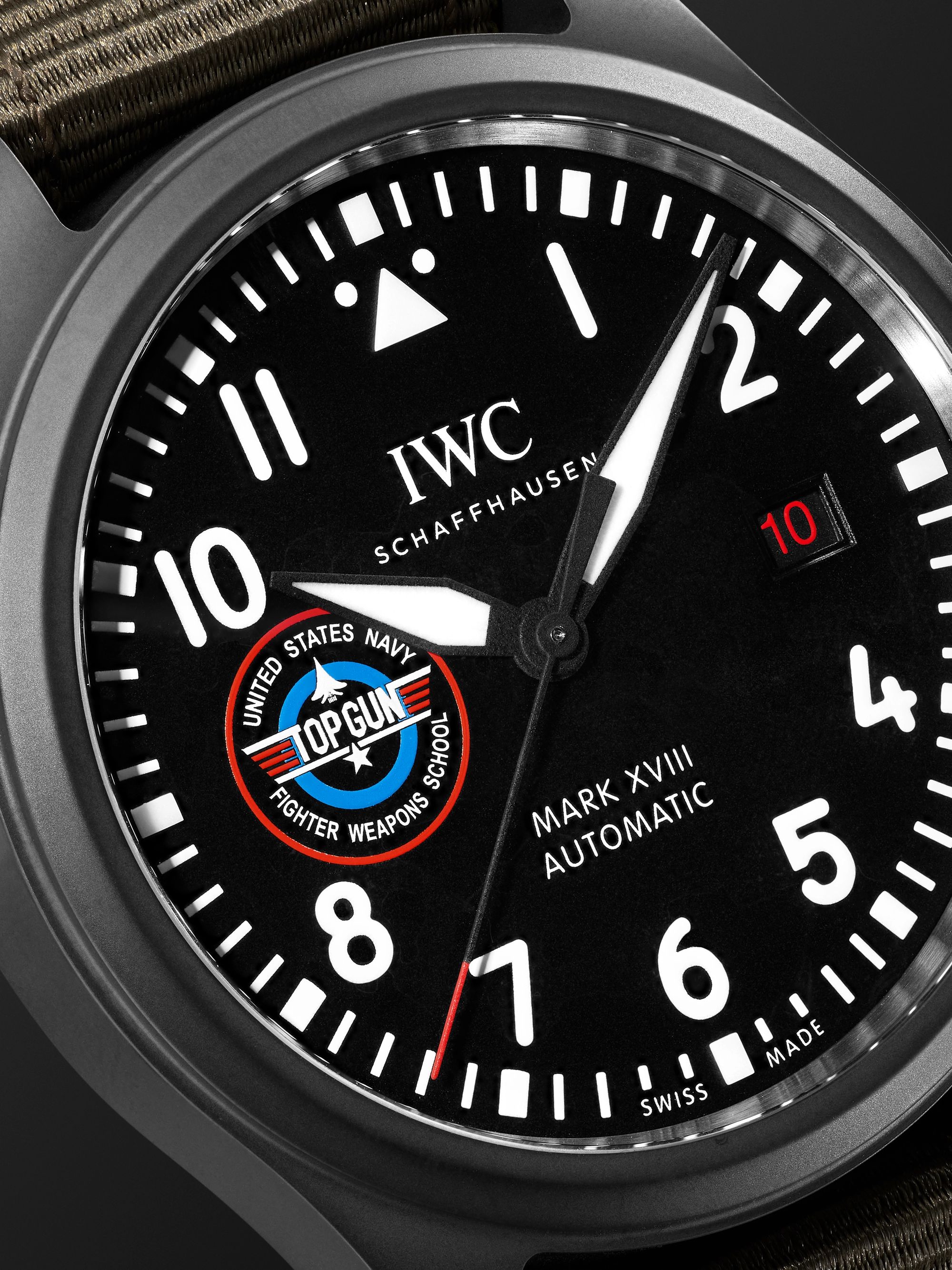 IWC SCHAFFHAUSEN Pilot's Mark XVIII Top Gun Edition 'SFTI' Limited Edition Automatic 41mm Ceramic and Textile Watch with Stopwatch, Ref. No. IW324711