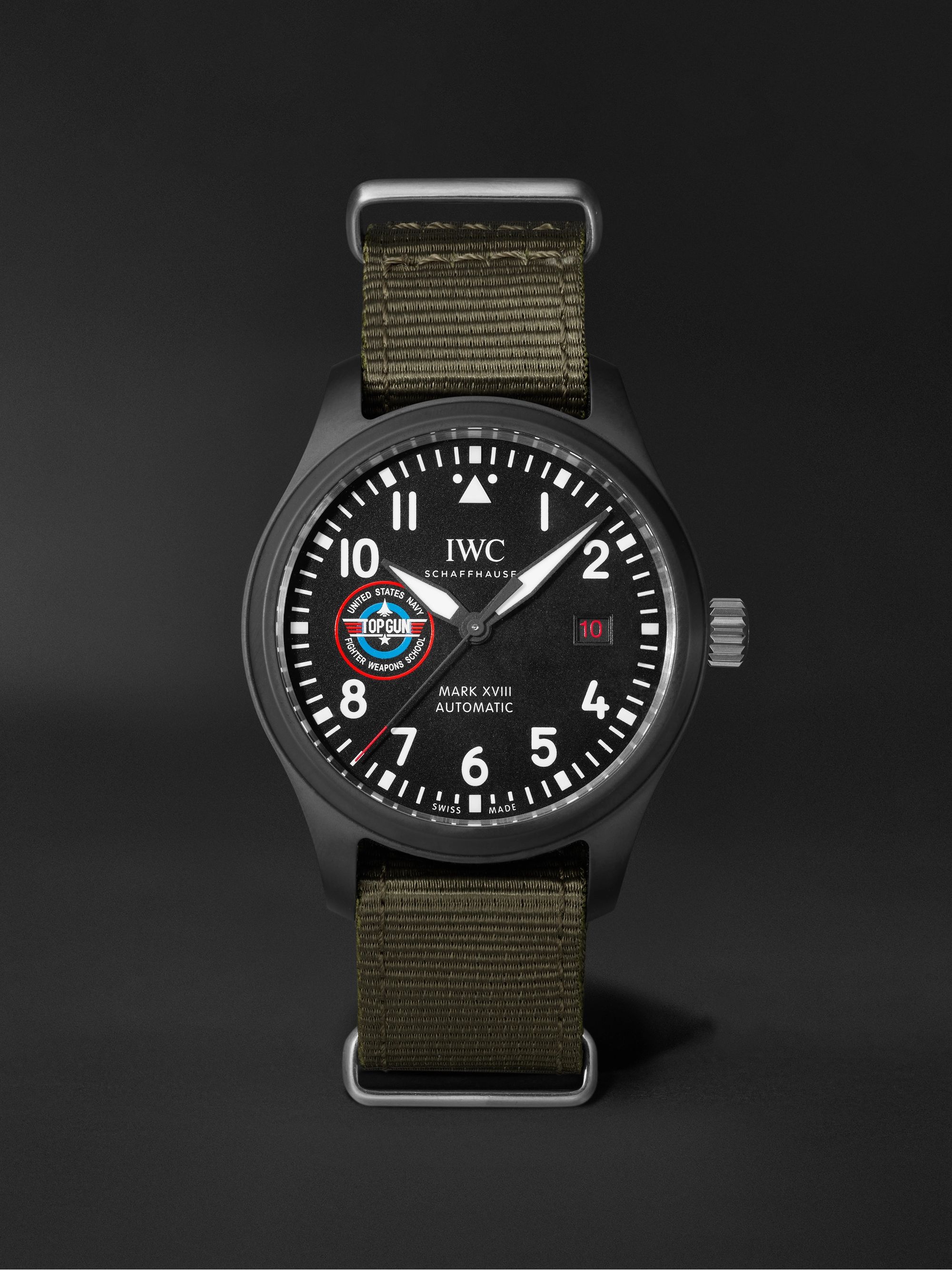 IWC SCHAFFHAUSEN Pilot's Mark XVIII Top Gun Edition 'SFTI' Limited Edition Automatic 41mm Ceramic and Textile Watch with Stopwatch, Ref. No. IW324711