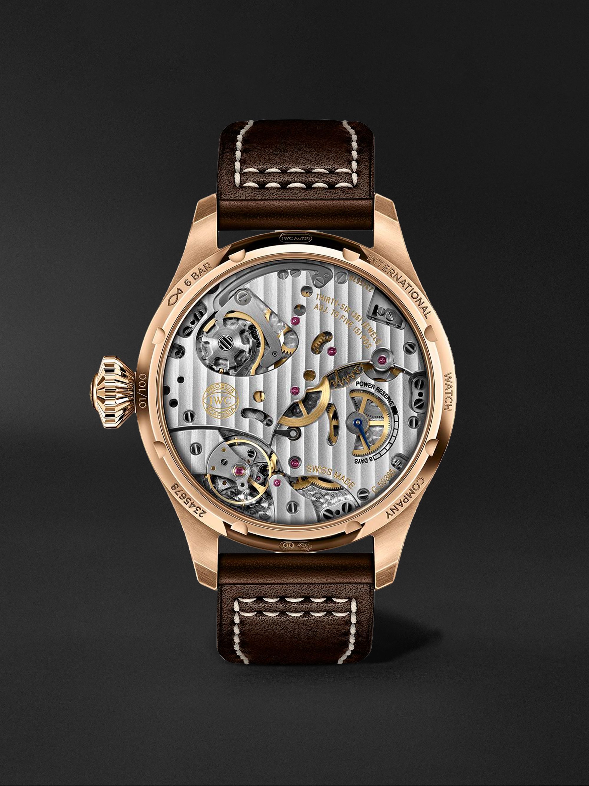 IWC SCHAFFHAUSEN Big Pilot's Antoine de Saint Exupéry Limited-Edition Hand-Wound 46mm 18-Karat Red Gold and Leather Watch, Ref. No. IW515204