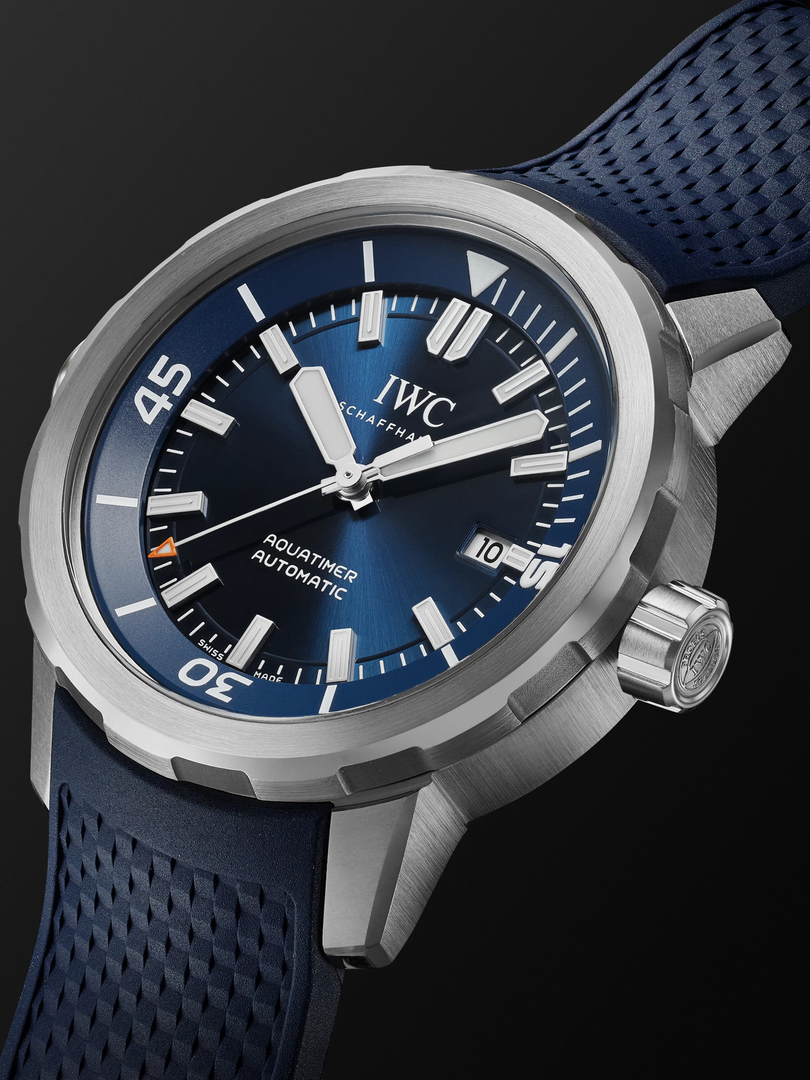 Shop Iwc Schaffhausen Aquatimer Expedition Jacques-yves Cousteau Automatic 42mm Stainless Steel And Rubber Watch, Ref. No. In Blue