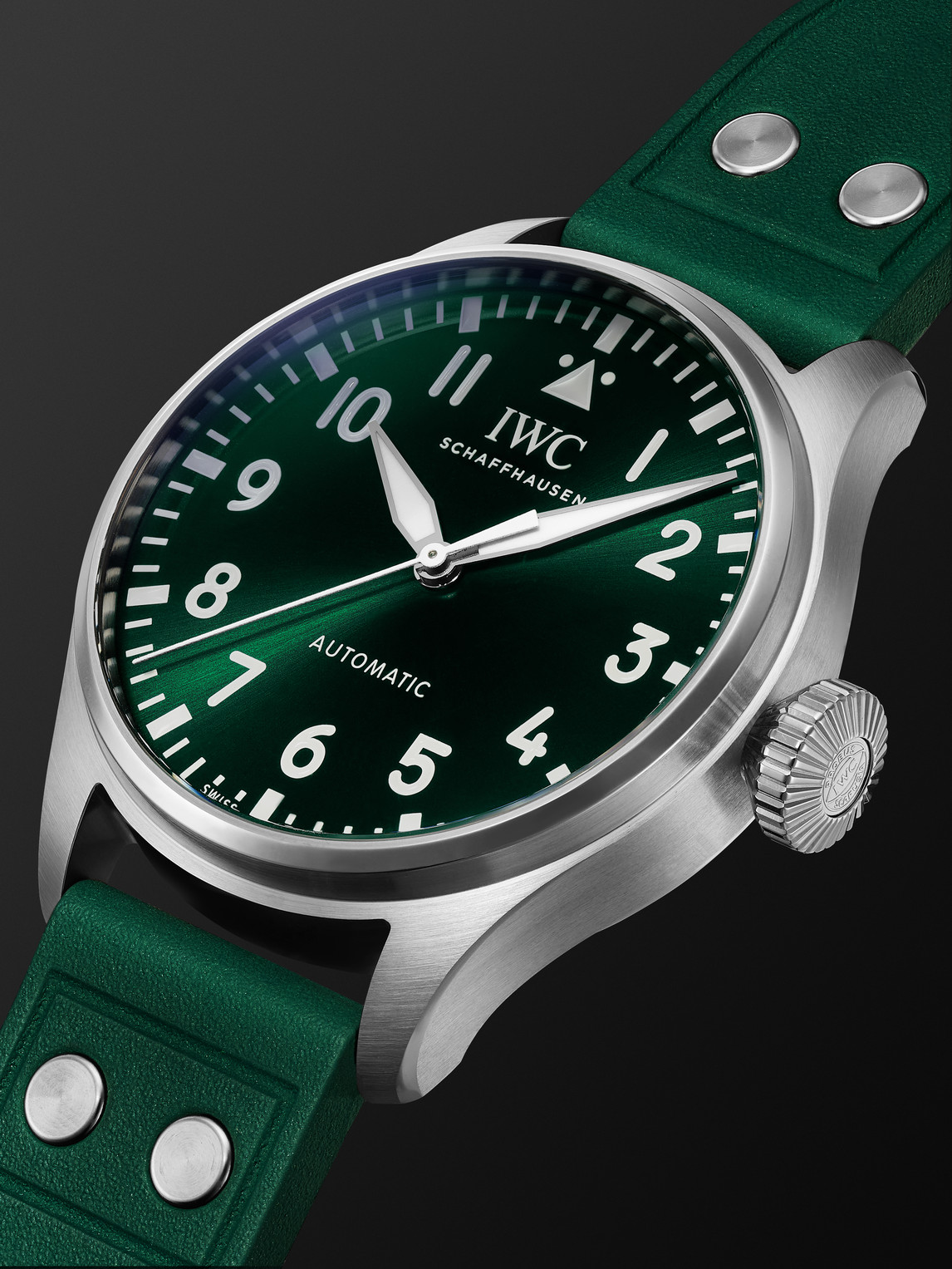 Shop Iwc Schaffhausen Big Pilot's Automatic 43mm Stainless Steel And Rubber Watch, Ref. No. Iw329306 In Green