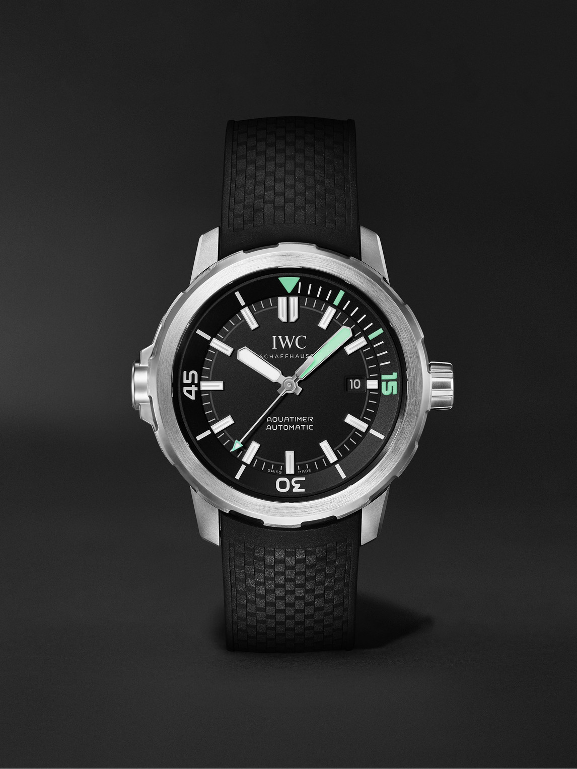 Shop Iwc Schaffhausen Aquatimer Automatic 42mm Stainless Steel And Rubber Watch, Ref. No. Iw328802 In Black