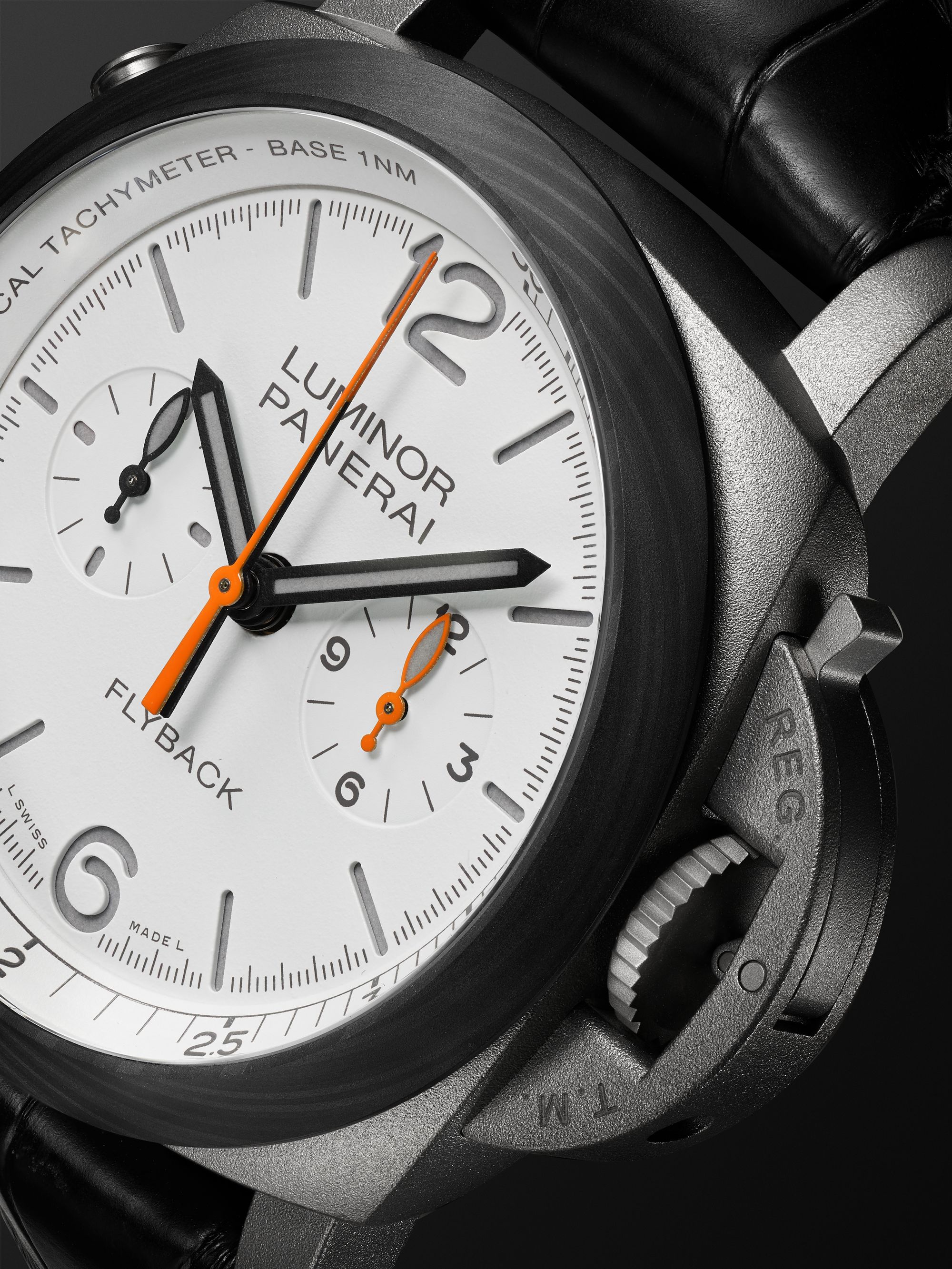 PANERAI Luminor Chrono Flyback Zebra Automatic 44mm Titanium and Alligator Watch, Ref. No. PAM01297