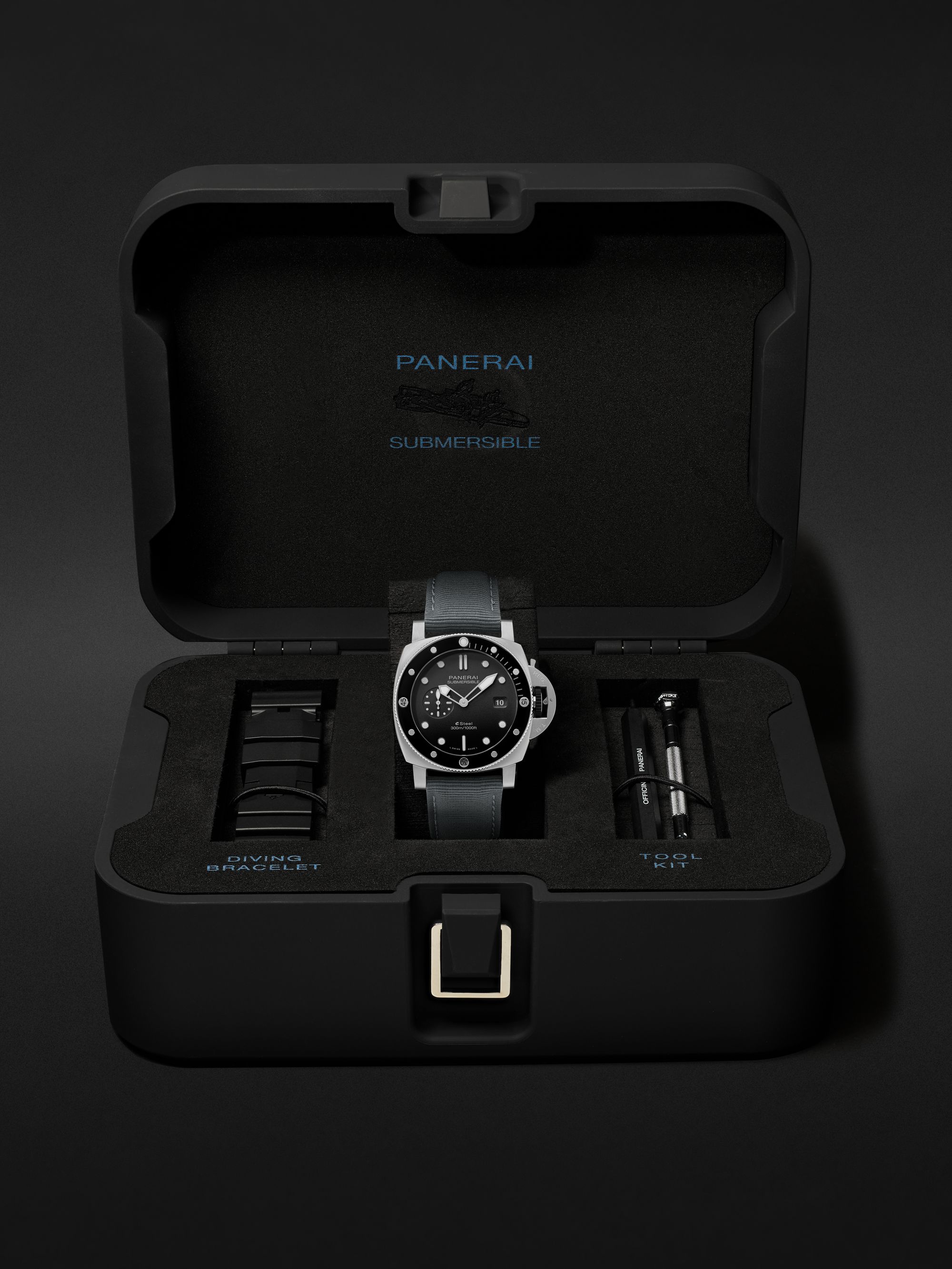 PANERAI Submersible QuarantaQuattro Automatic 44mm eSteel™ and Webbing Watch, Ref. No. PAM01288