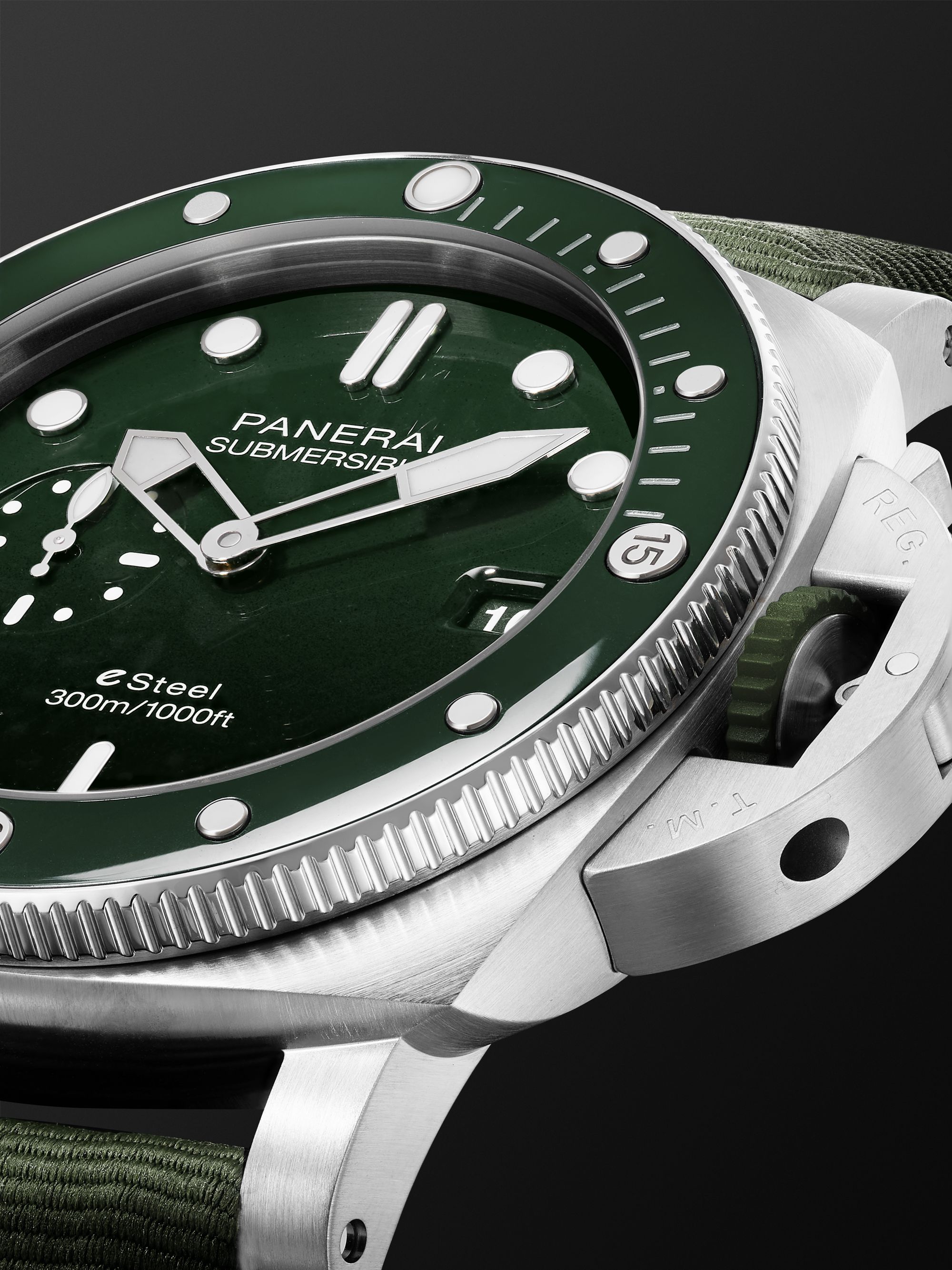 PANERAI Submersible QuarantaQuattro Automatic 44mm eSteel™ and Webbing Watch, Ref. No. PAM01287