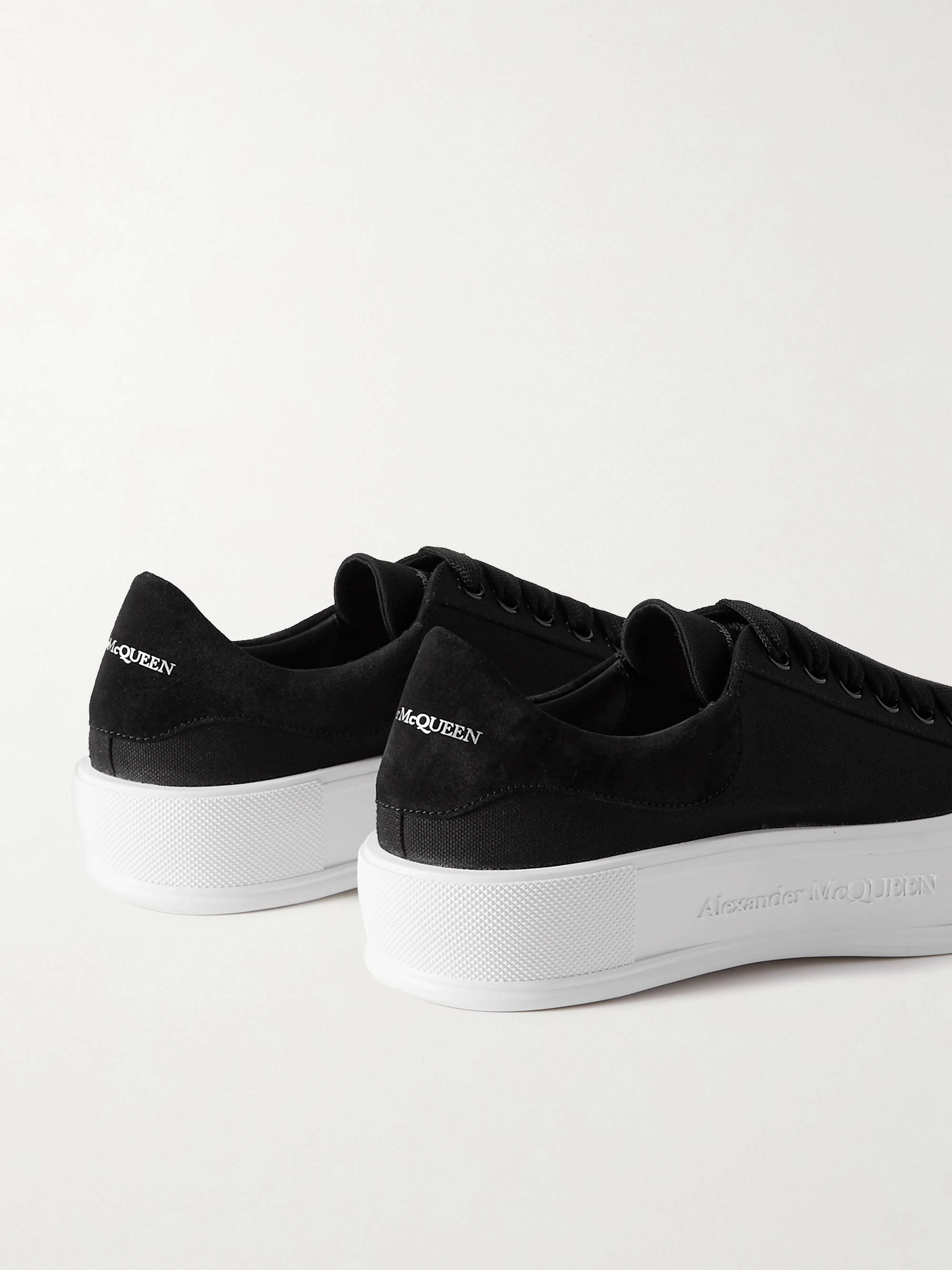 ALEXANDER MCQUEEN Exaggerated-Sole Suede-Trimmed Canvas Sneakers