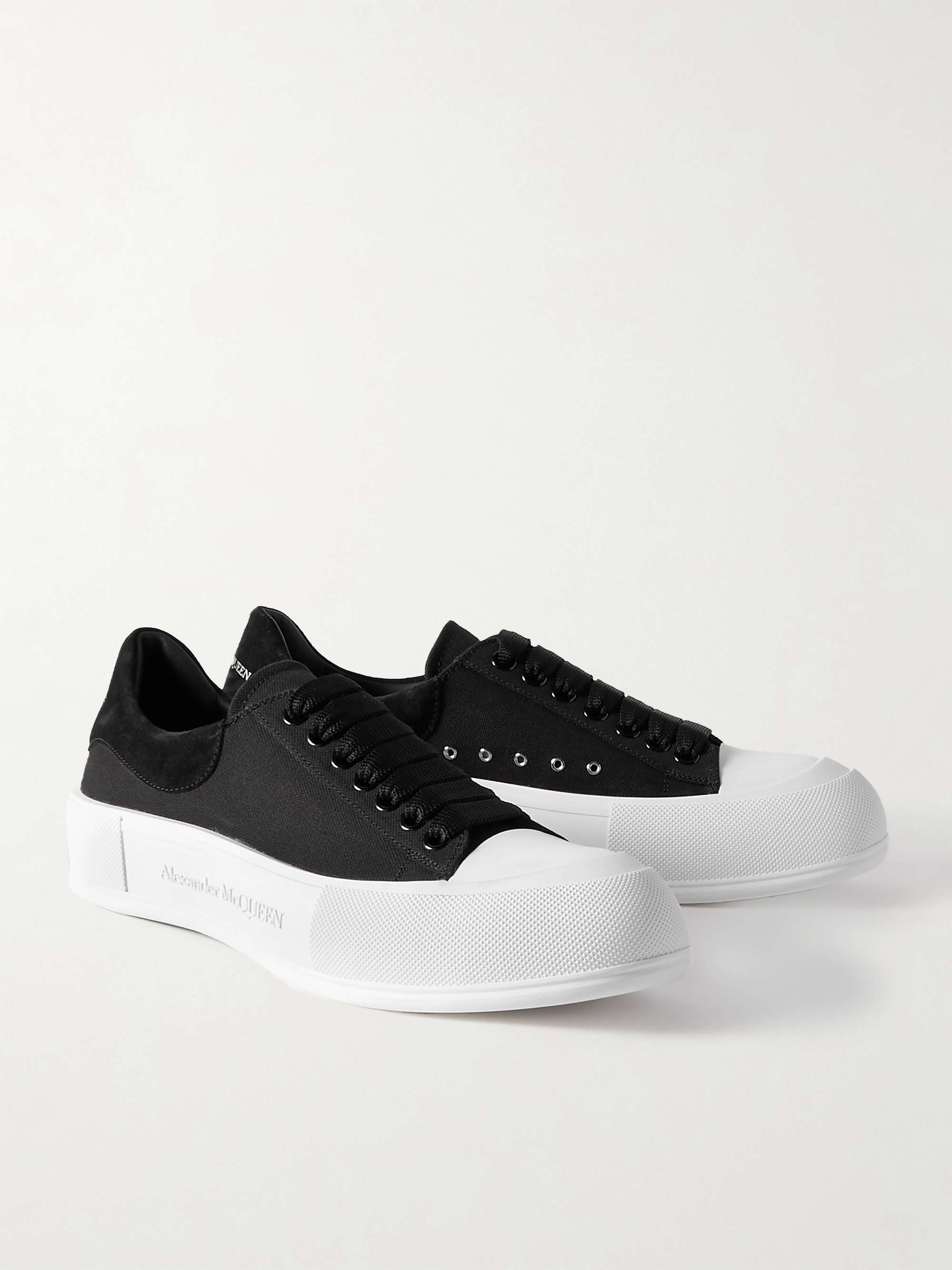 ALEXANDER MCQUEEN Exaggerated-Sole Suede-Trimmed Canvas Sneakers