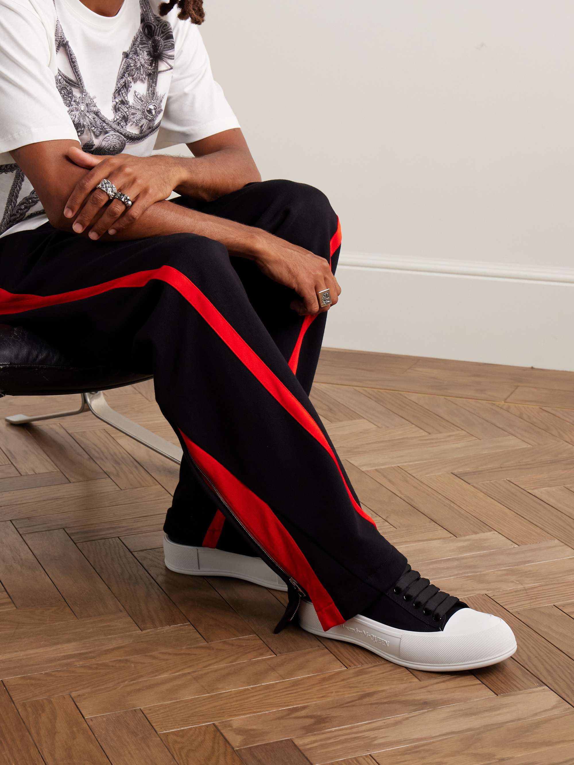 ALEXANDER MCQUEEN Exaggerated-Sole Suede-Trimmed Canvas Sneakers