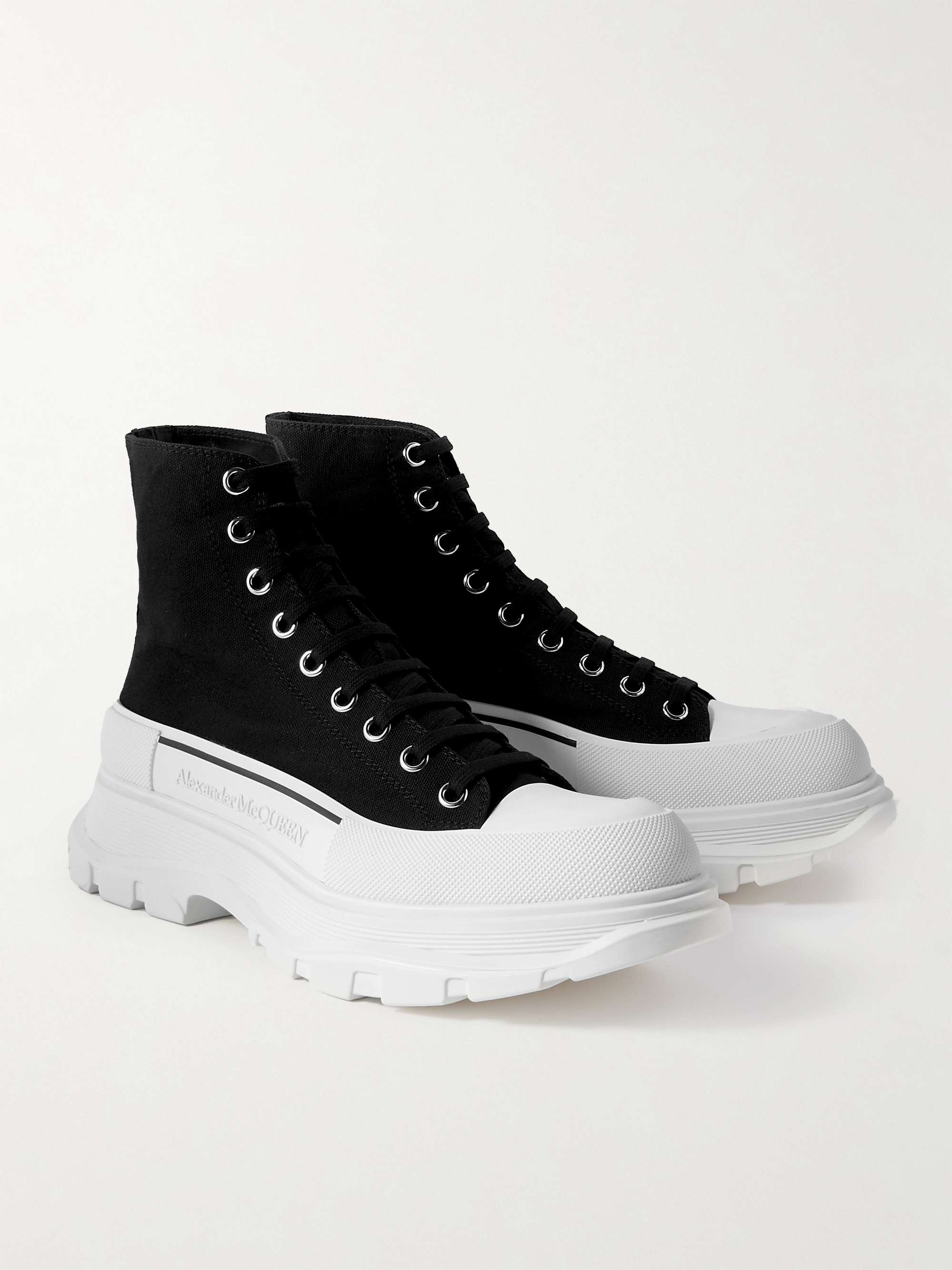 ALEXANDER MCQUEEN Tread Slick Exaggerated-Sole Canvas Boots