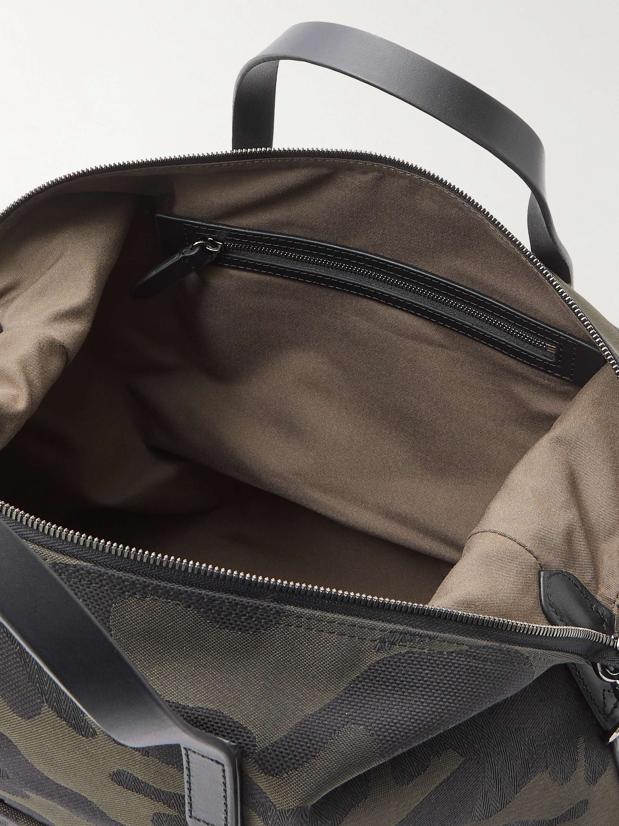 MISMO Utility Leather-Trimmed Camouflage-Jacquard Holdall