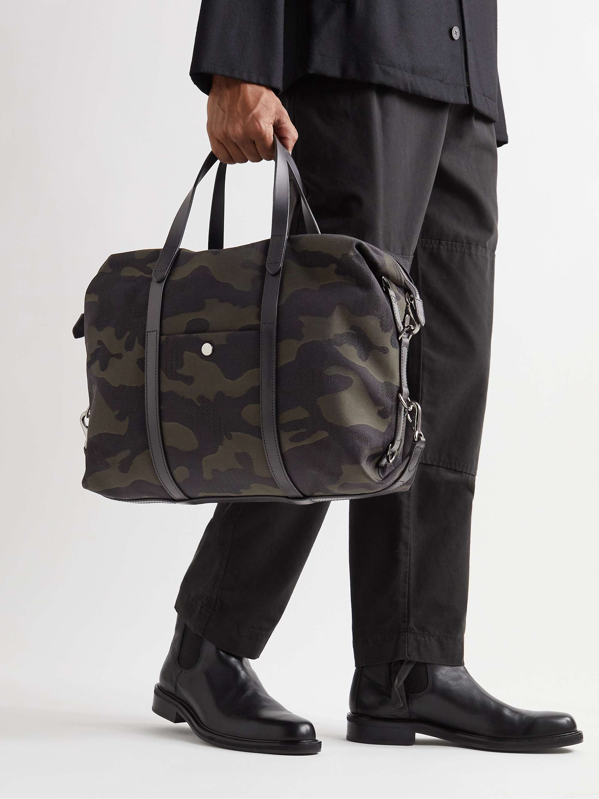 MISMO Utility Leather-Trimmed Camouflage-Jacquard Holdall
