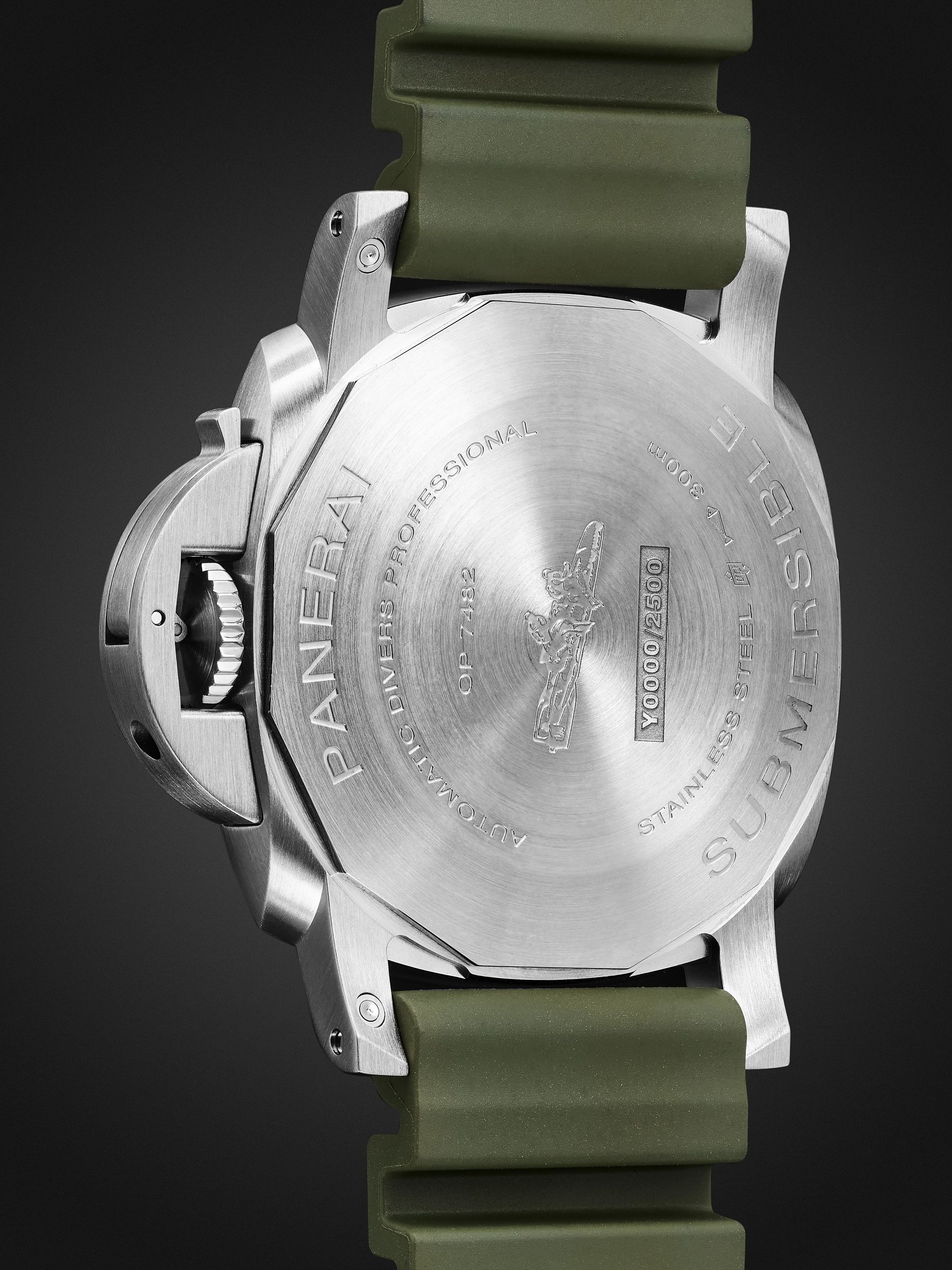 PANERAI Submersible QuarantaQuattro Automatic 44mm Brushed Stainless Steel and Rubber Watch, Ref. No. PAM01226