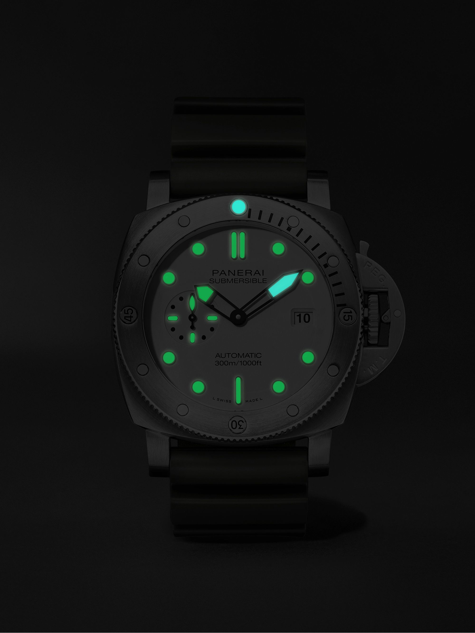 PANERAI Submersible QuarantaQuattro Automatic 44mm Brushed Stainless Steel and Rubber Watch, Ref. No. PAM01226