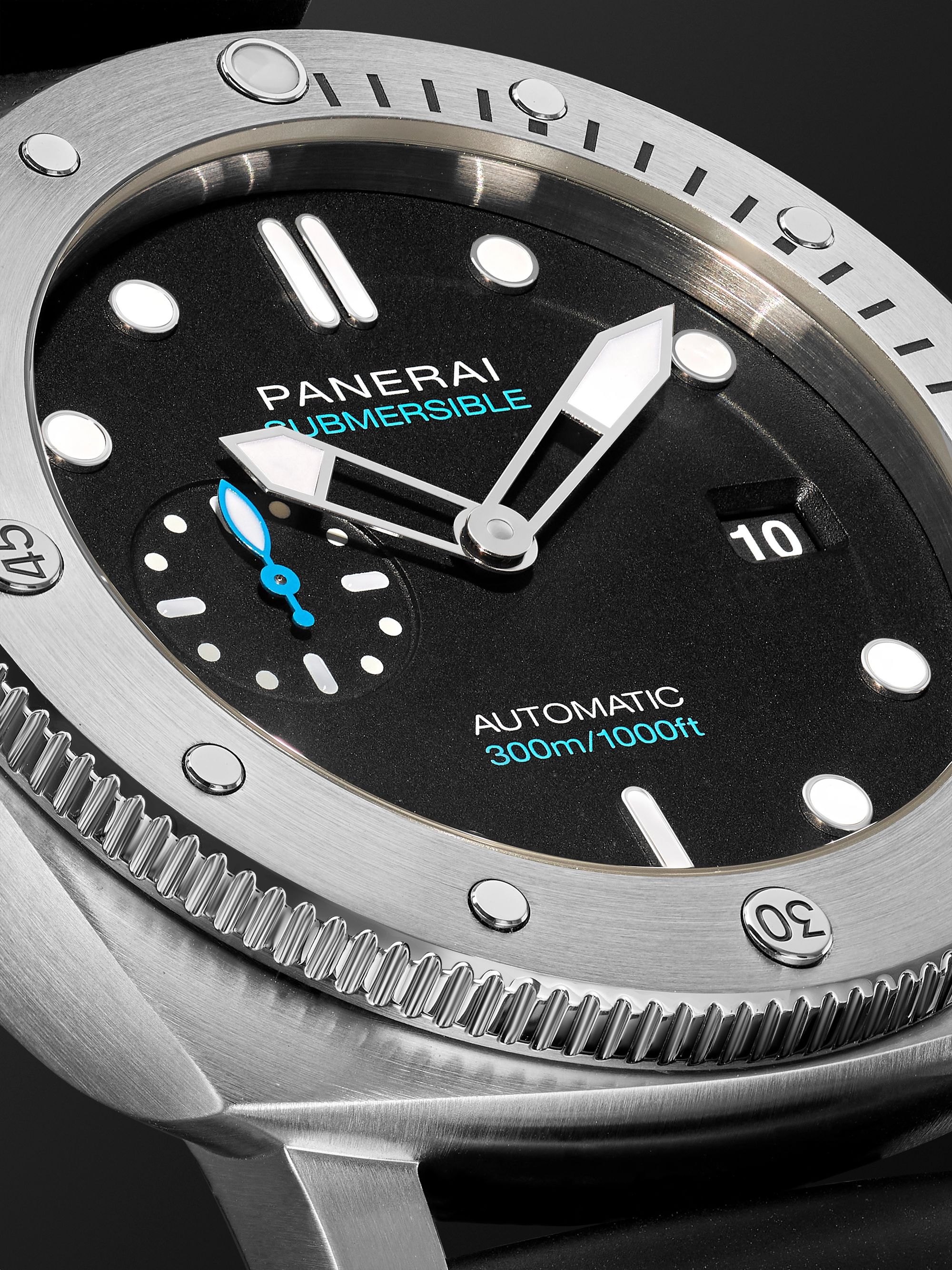 PANERAI Submersible QuarantaQuattro Automatic 44mm Brushed Stainless Steel and Rubber Watch, Ref. No. PAM01229