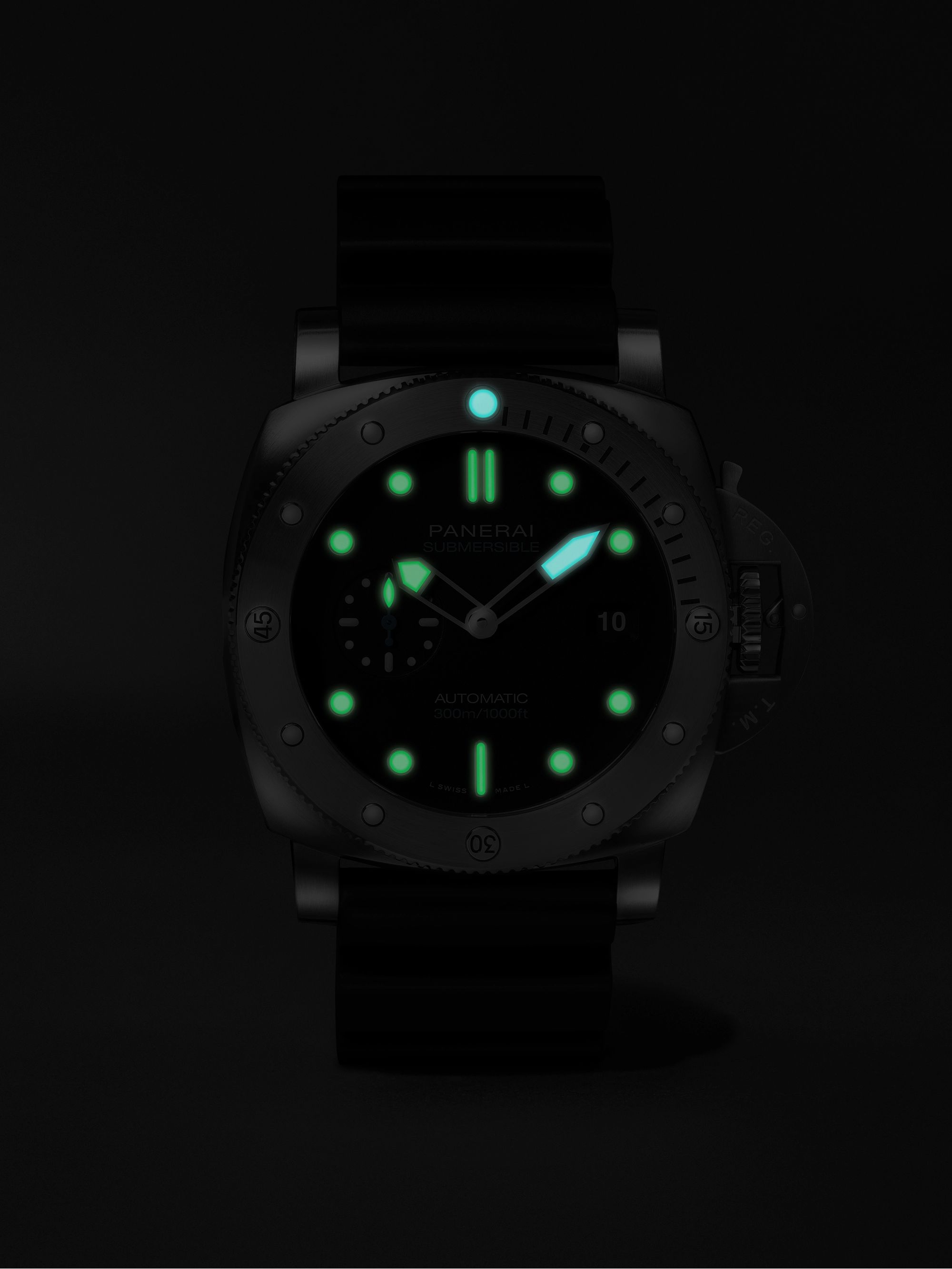 PANERAI Submersible QuarantaQuattro Automatic 44mm Brushed Stainless Steel and Rubber Watch, Ref. No. PAM01229