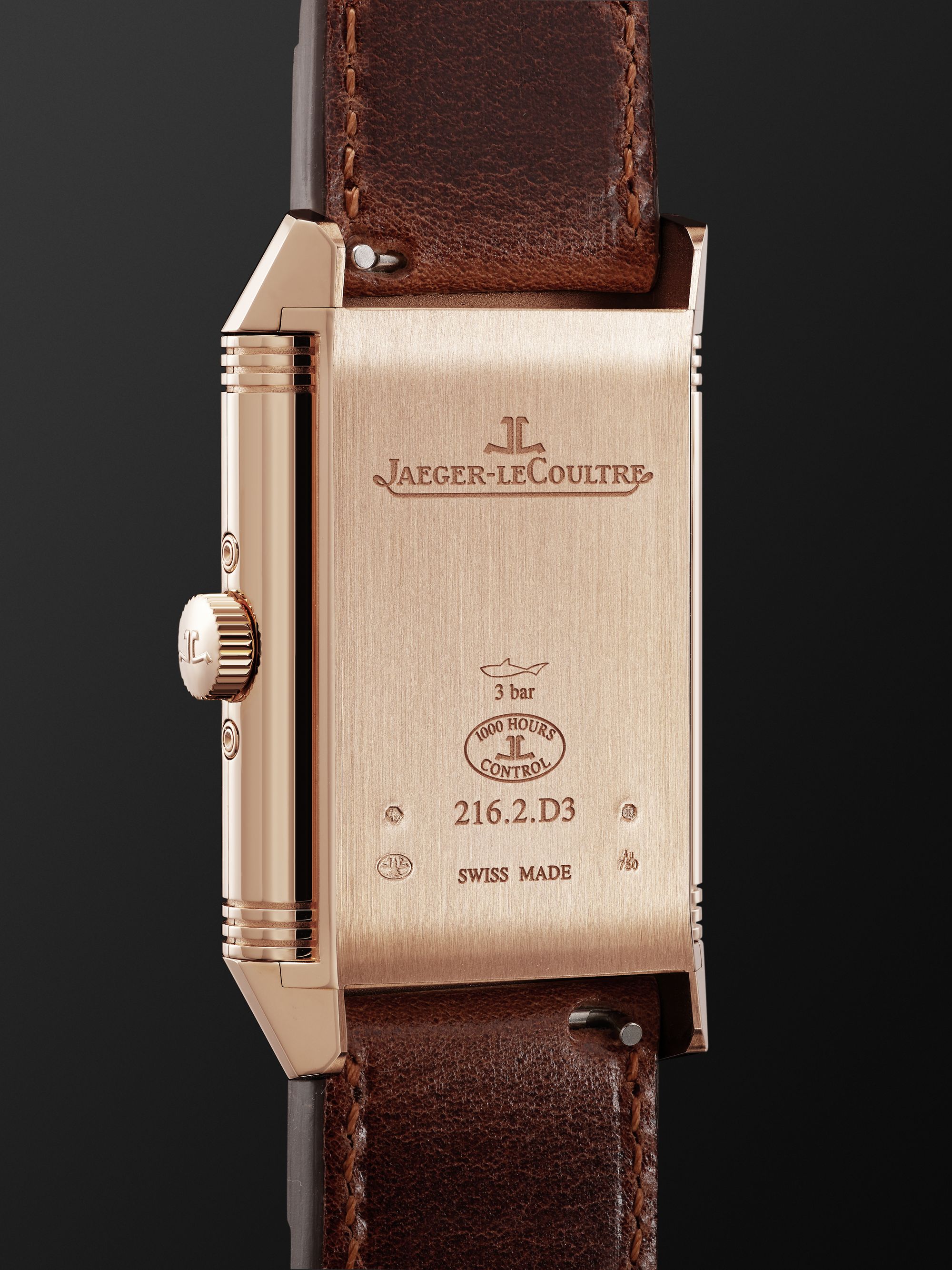 JAEGER LECOULTRE Reverso Tribute Duoface Calendar 49.4mm x 29.9mm 18-Karat Pink Gold and Leather Watch, Ref. No Q3912530