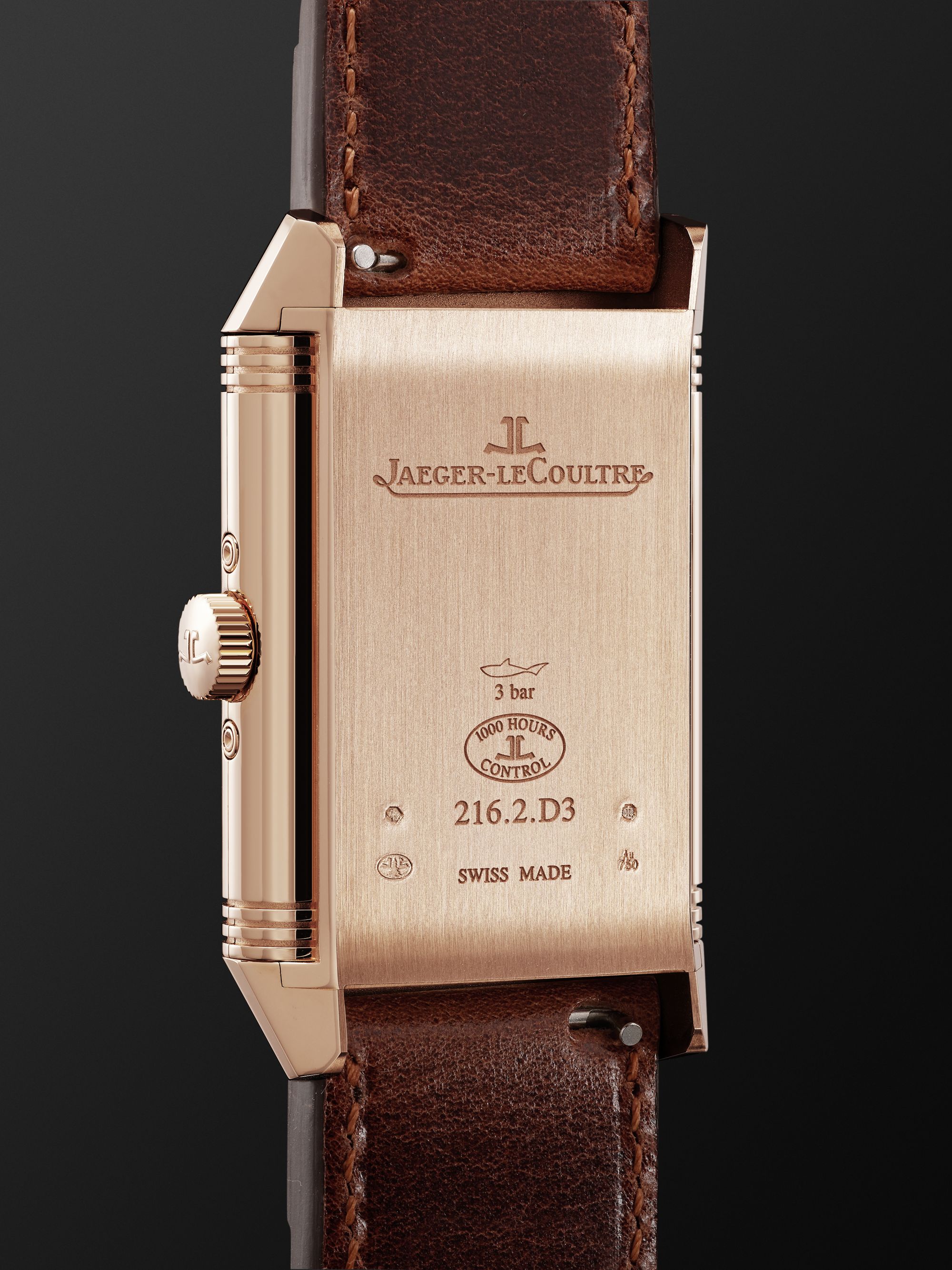 JAEGER-LECOULTRE Reverso Tribute Duoface Calendar 49,4 mm x 29,9 mm Uhr aus 18 Karat Roségold mit Lederarmband, Ref.-Nr.: Q3912530