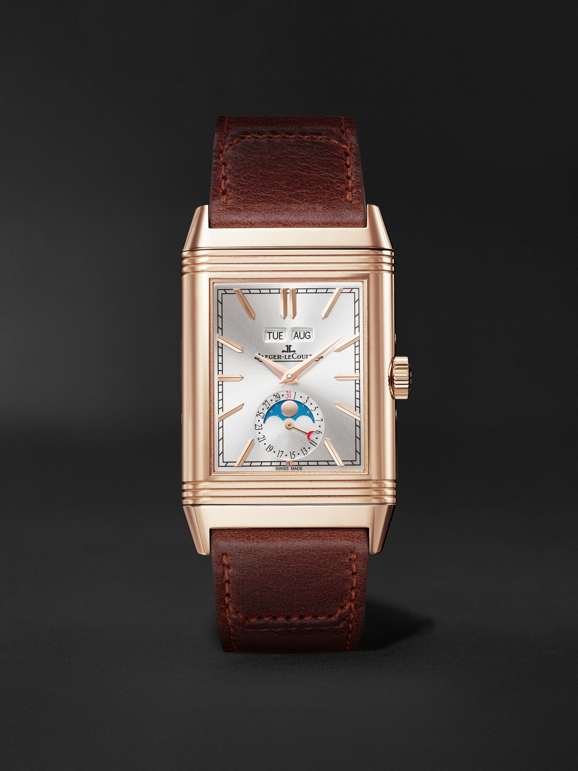 Jaeger-LeCoultre – Reverso Tribute Duoface Calendar 49.4mm x 29.9mm 18-Karat Pink Gold and Leather Watch, Ref. No Q3912530